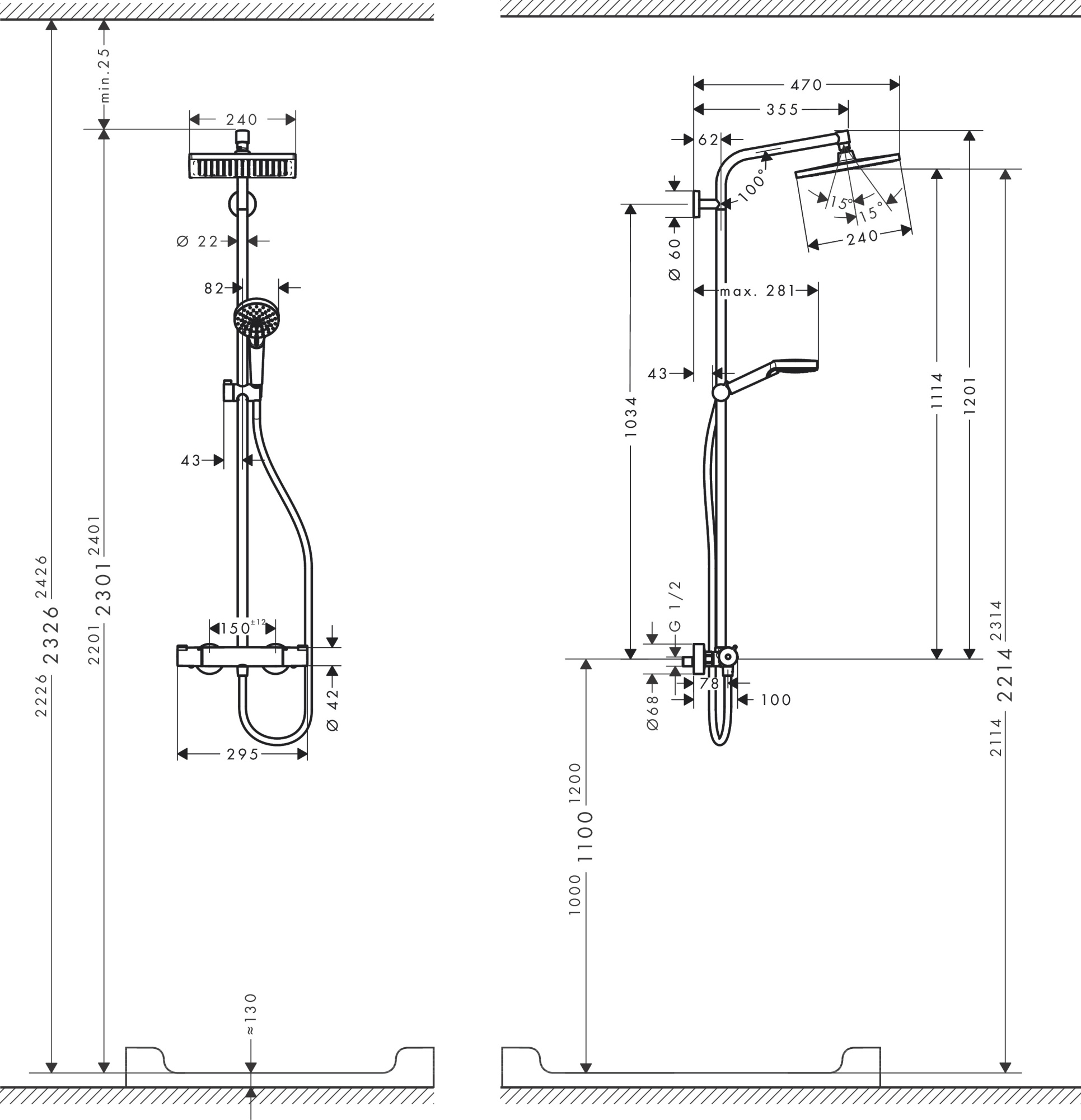 Душевая стойка Hansgrohe Crometta E 27281000 с термостатом