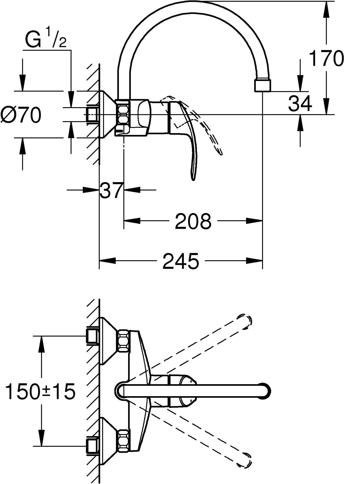 Смеситель Grohe Eurosmart 32482002 для кухни