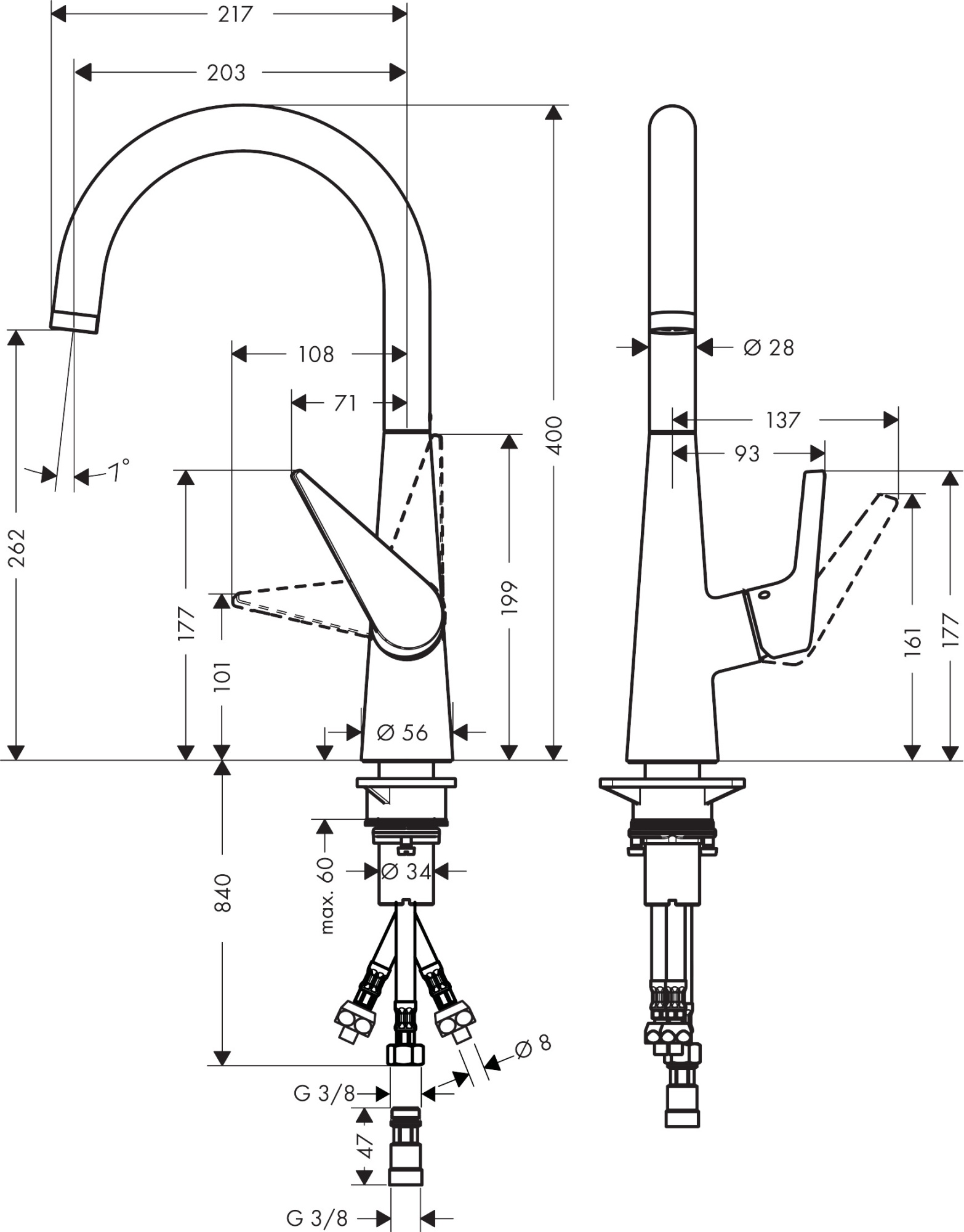 Смеситель Hansgrohe Talis S 72812000 для кухни