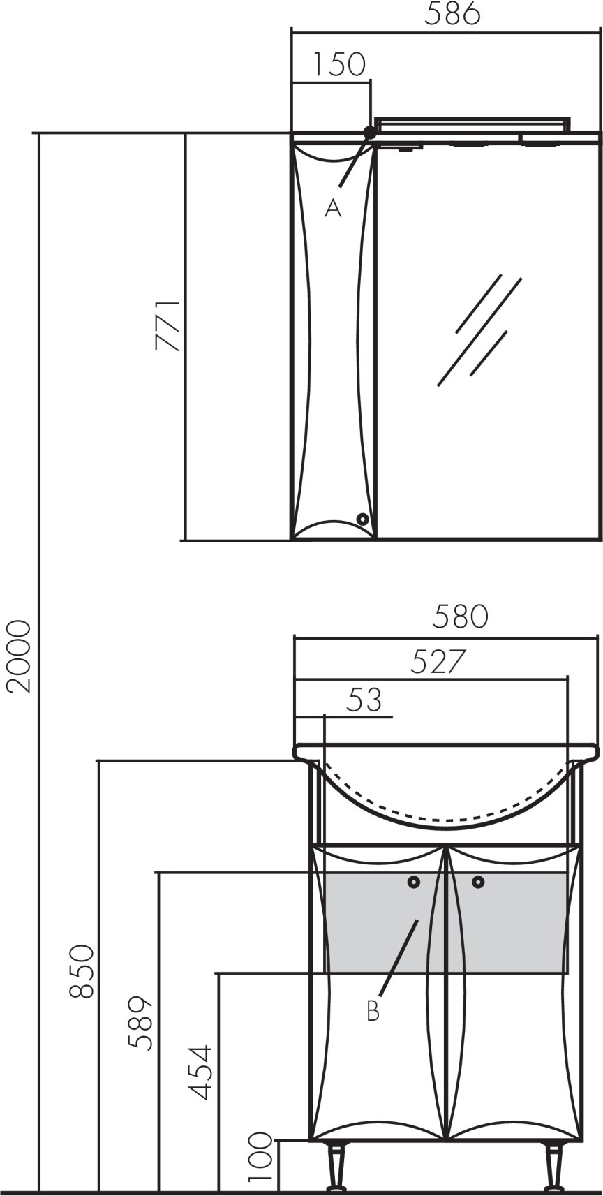 Зеркало-шкаф Aquaton Джимми 57 1A034002DJ01L