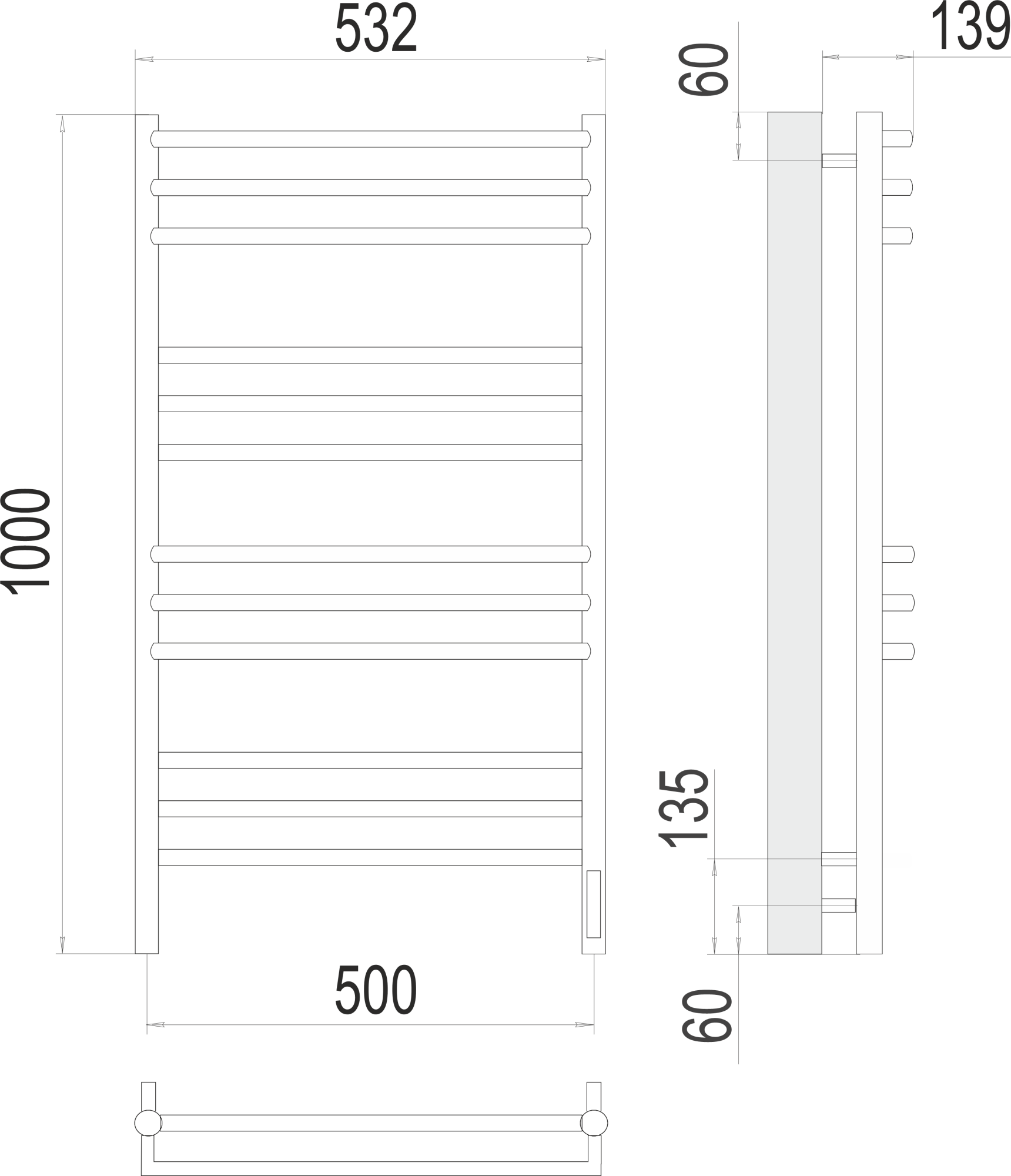 Полотенцесушитель электрический Terminus Lux Прато П12 50x100