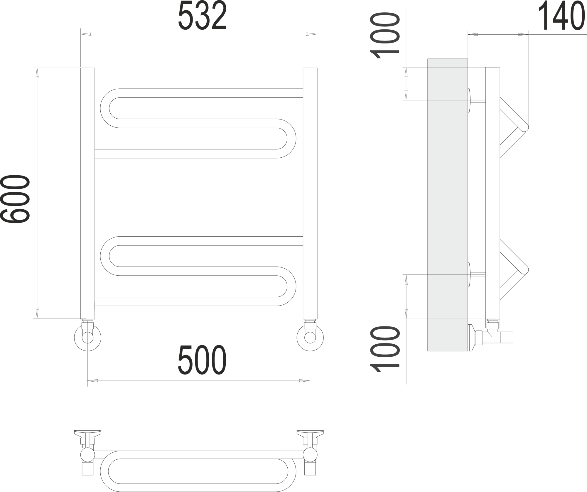 Полотенцесушитель водяной Terminus Eco Юпитер П6 50x60