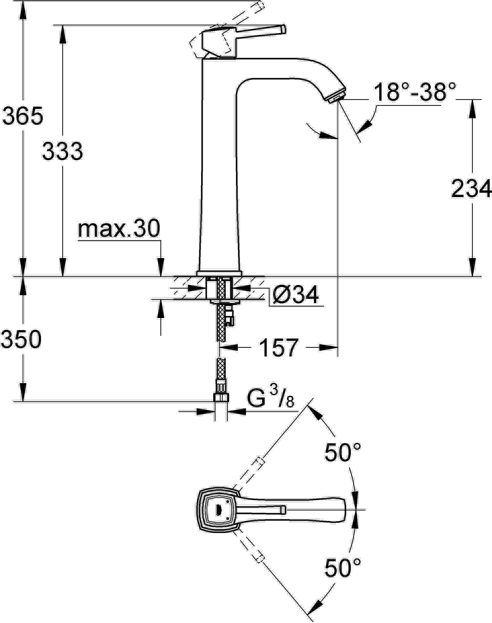 Смеситель Grohe Grandera 23313000 для раковины-чаши