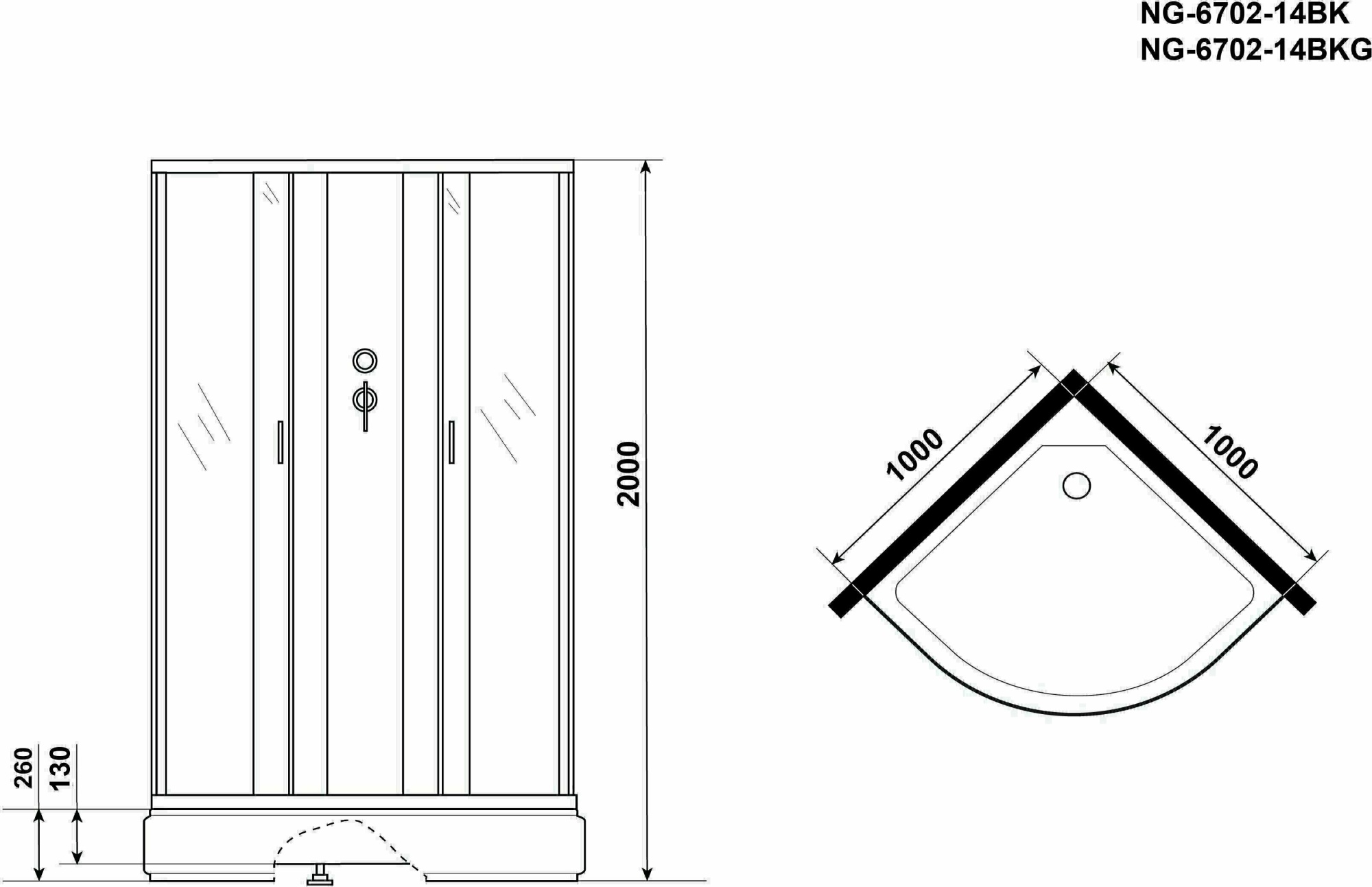 Душевая кабина Niagara Classic NG-6702-14BK 100x100