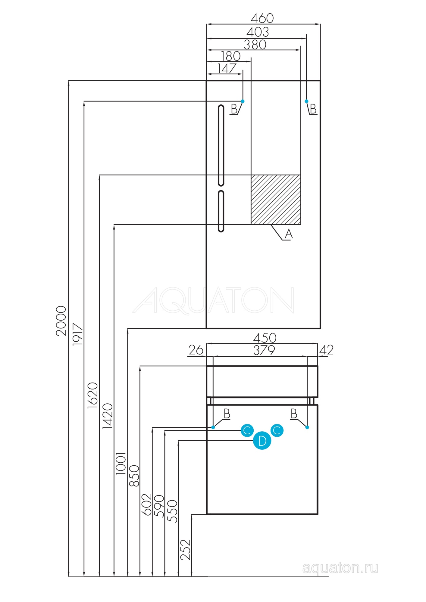 Тумба с раковиной Aquaton Эклипс 45 М 1A1728K1EK49L