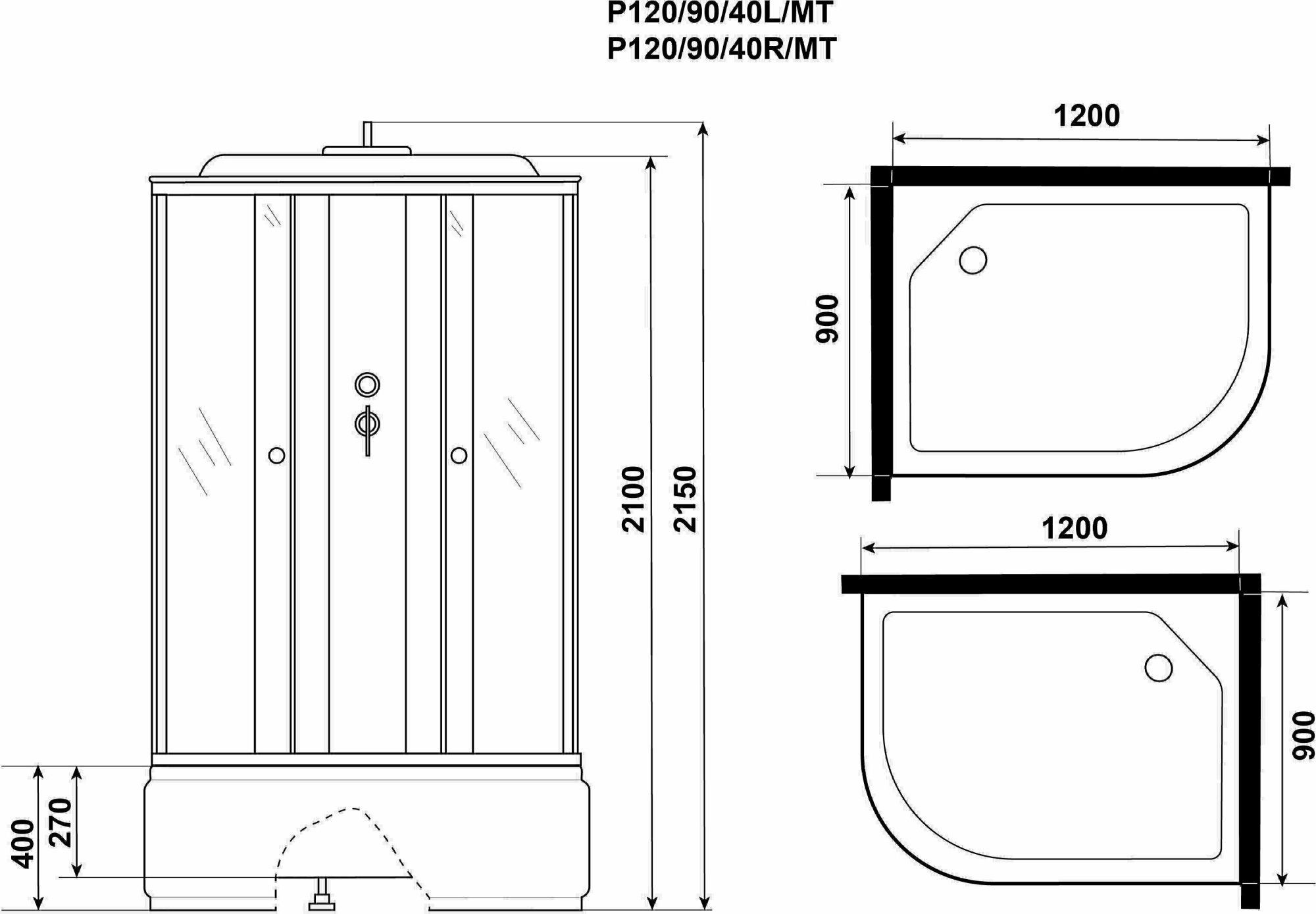 Душевая кабина Niagara Promo P120/90/40L/MT 120x90