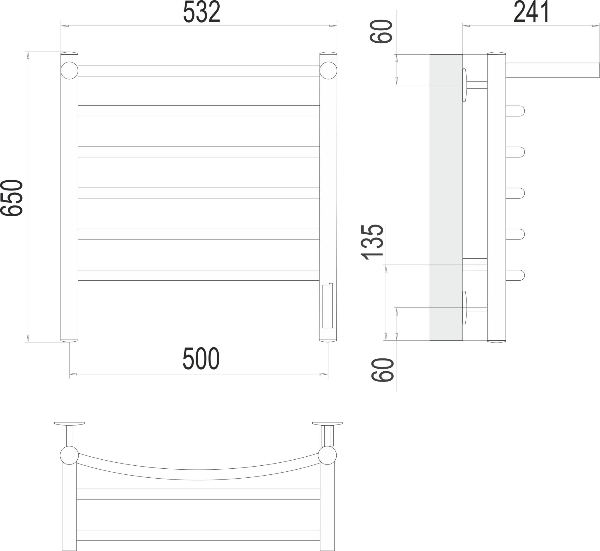 Полотенцесушитель электрический Terminus Standart Классик с/п П6 50x65