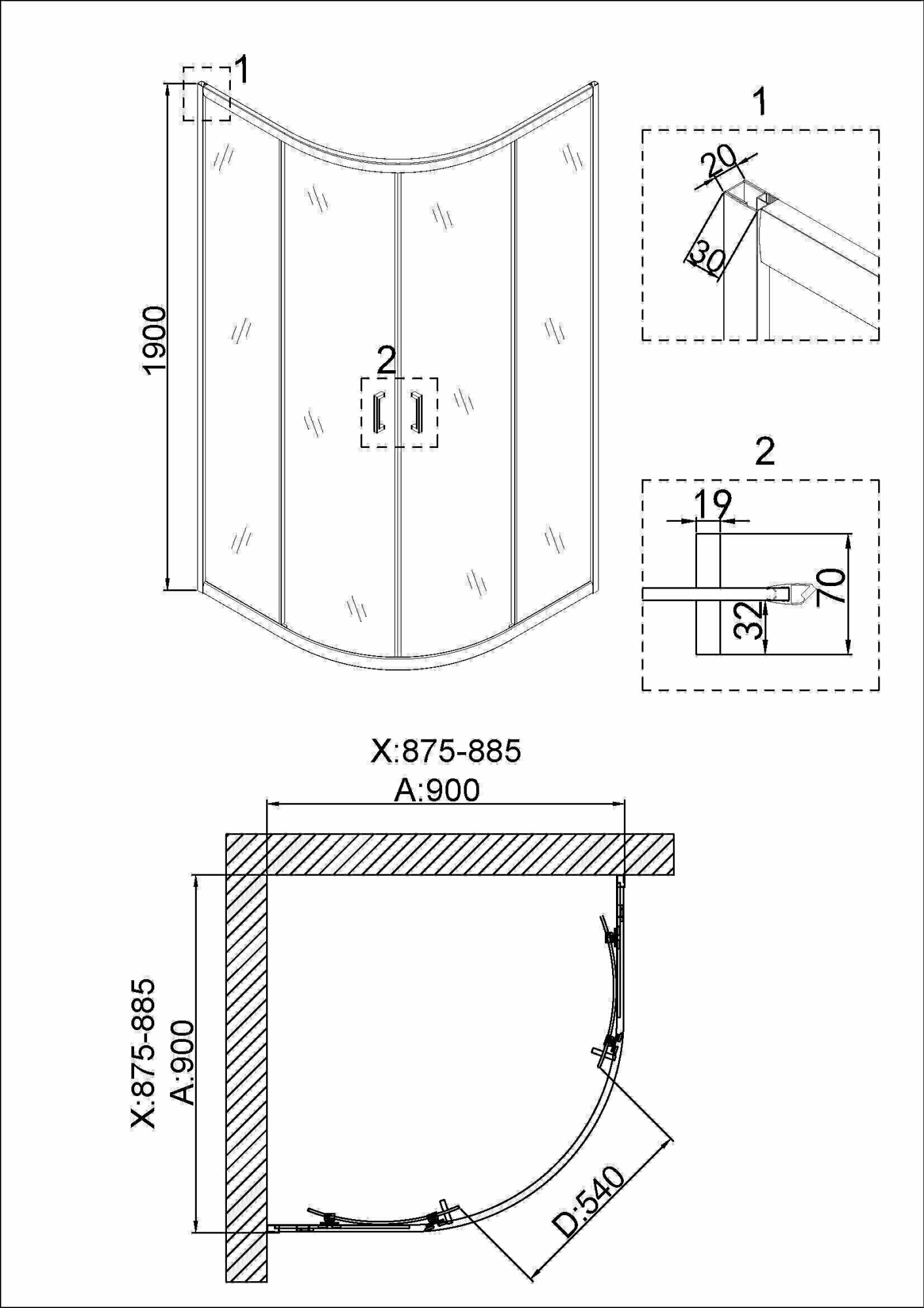 Душевой уголок Niagara Nova NG-6406-08 Gold 90x90