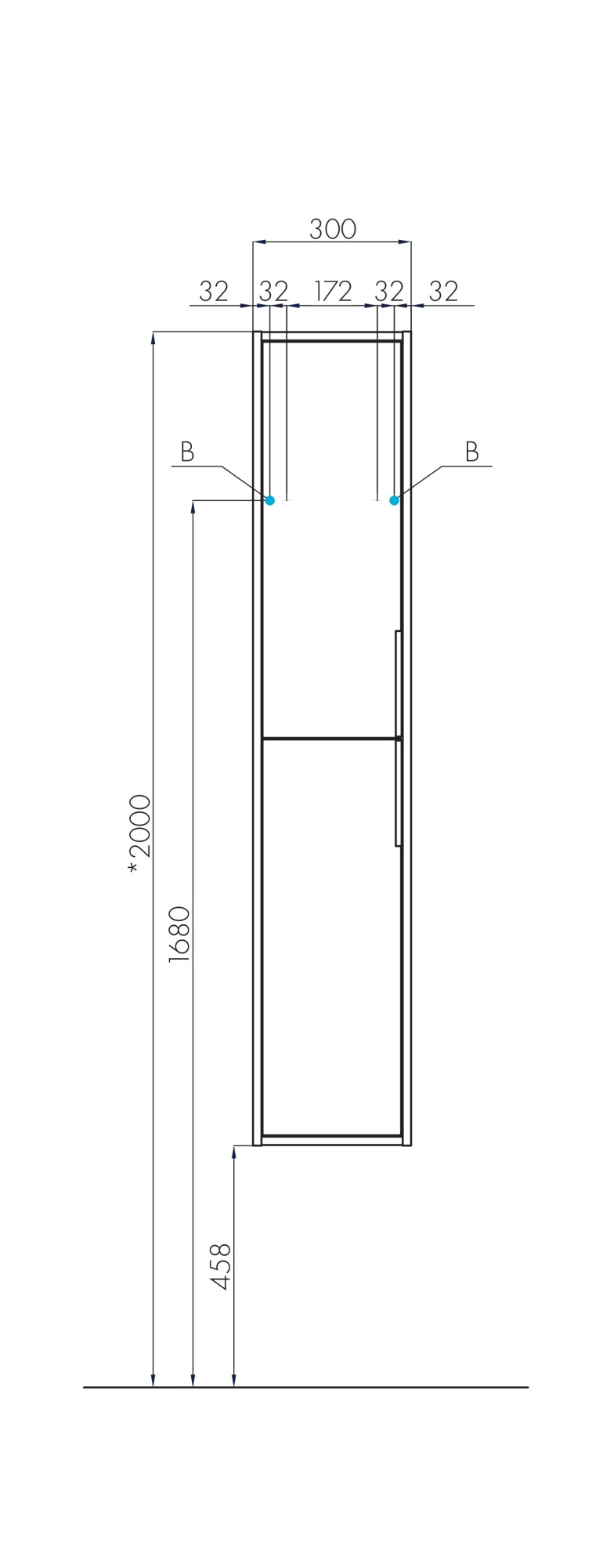 Шкаф-пенал Aquaton Рико 30 1A216603RIB90 ясень фабрик