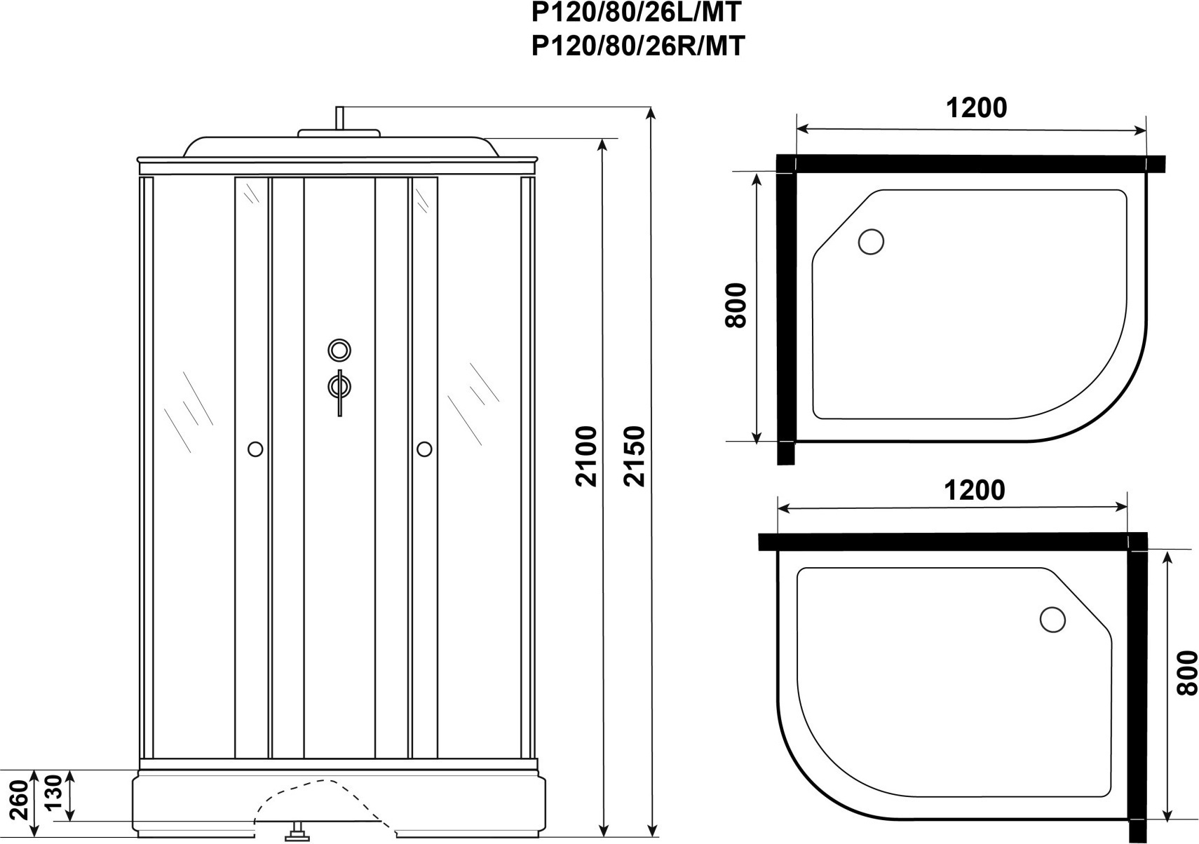 Душевая кабина Niagara Promo P120/80/26L/MT 120x80