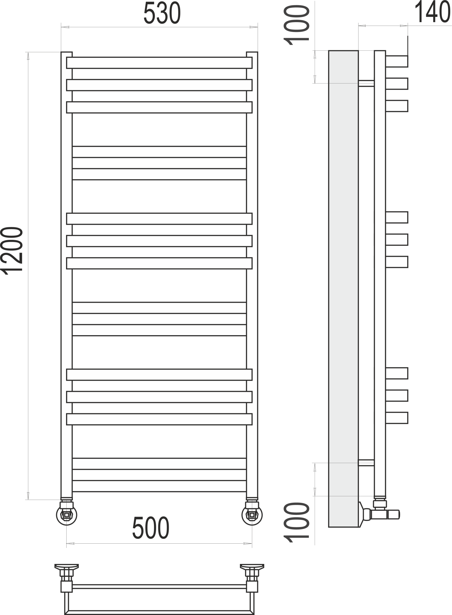 Полотенцесушитель водяной Terminus Lux Линц П15 50x120