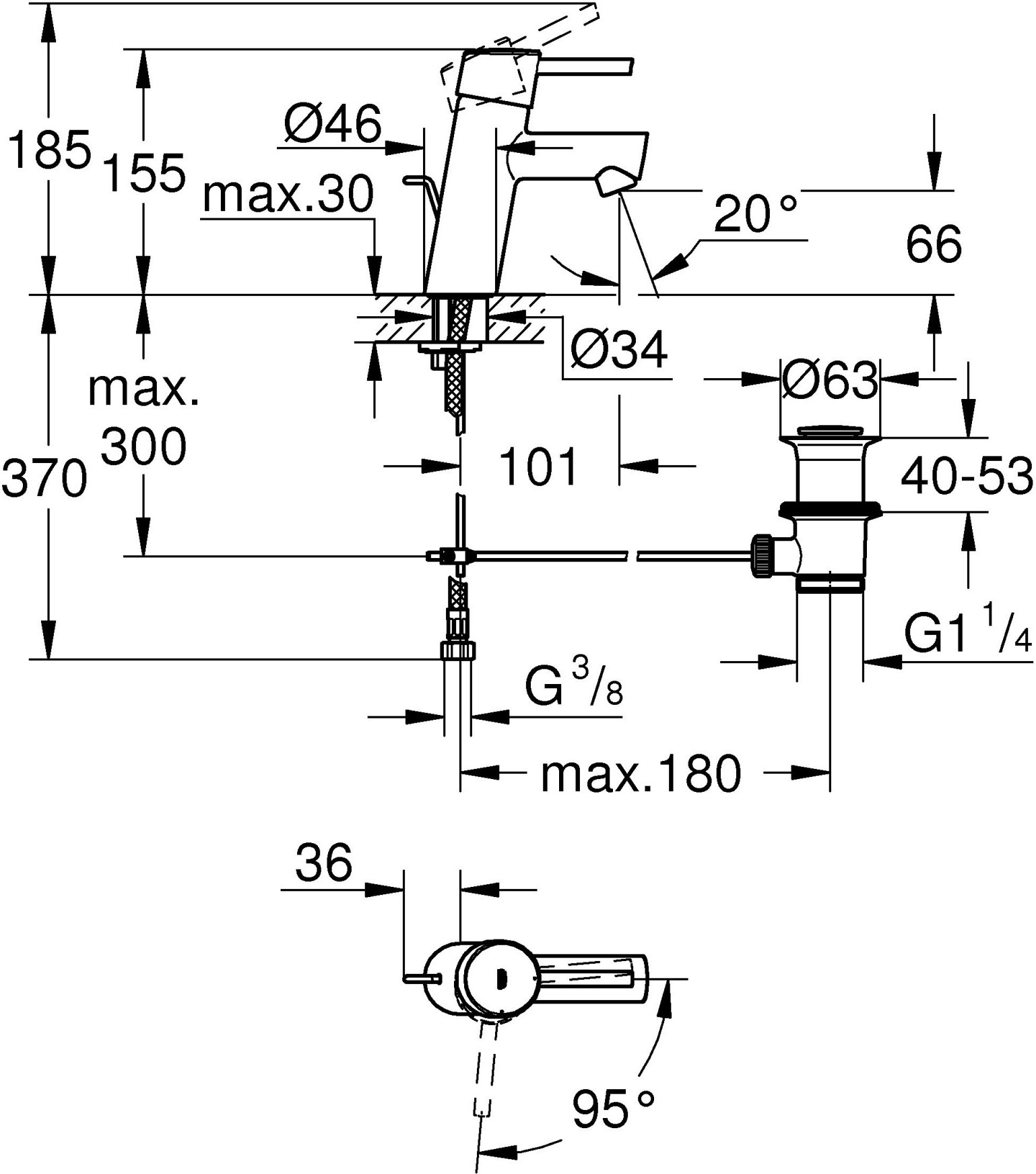 Смеситель Grohe Concetto 2338010E для раковины