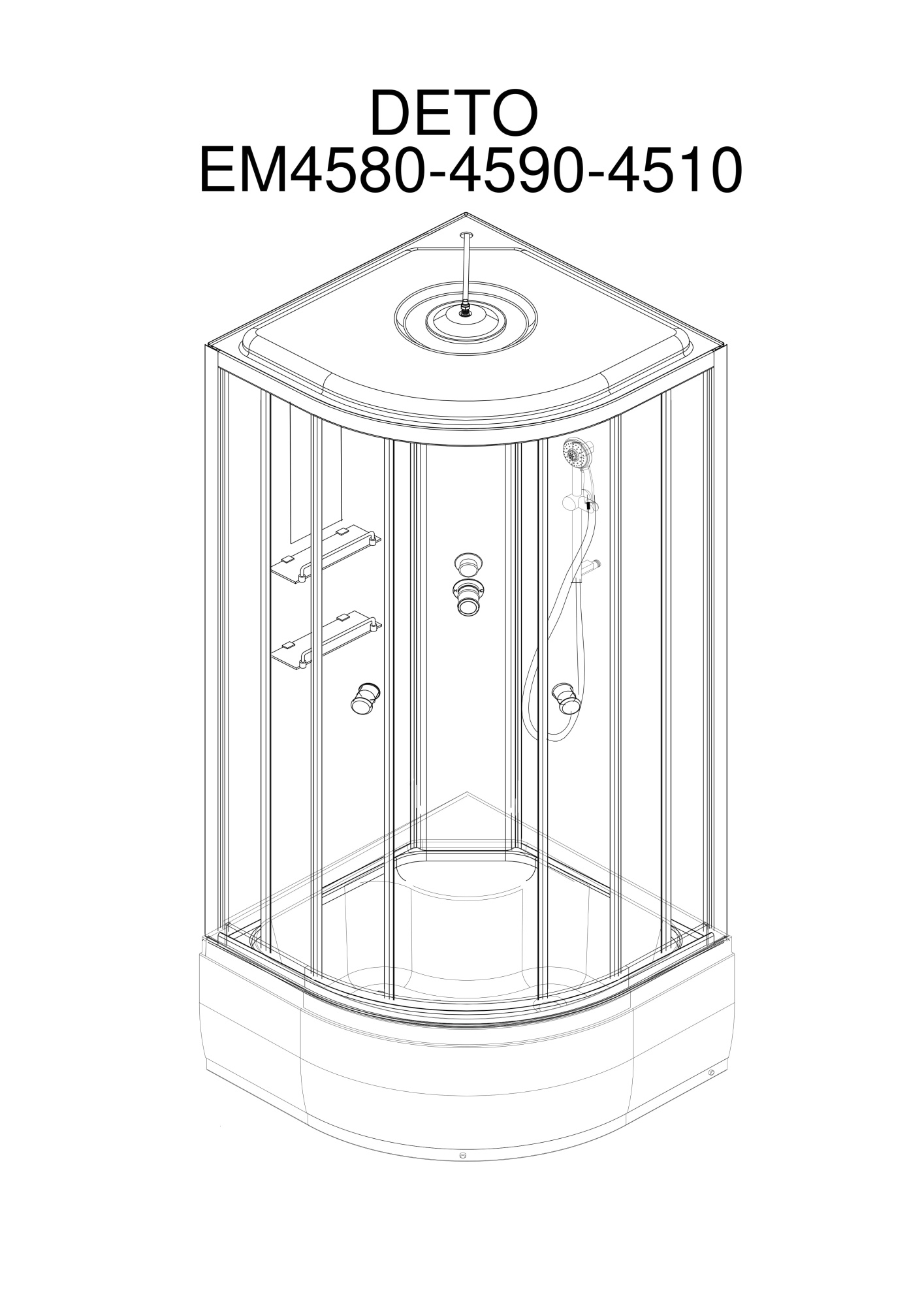 Душевая кабина Deto ЕМ4590 led 90x90