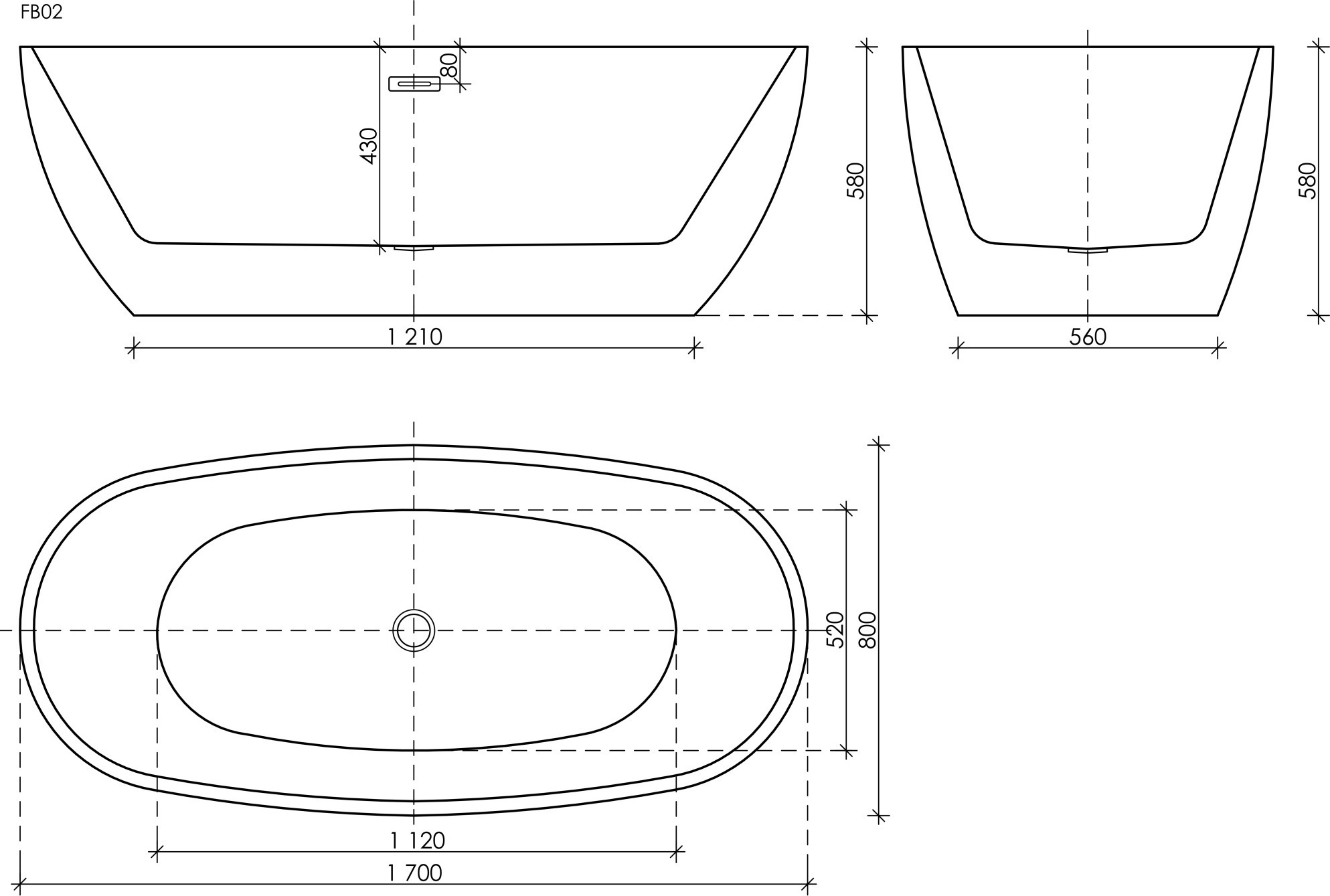 Акриловая ванна Sancos Flo 170x80