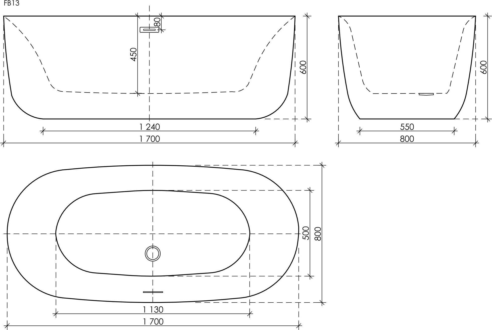 Акриловая ванна Sancos Space 170x80