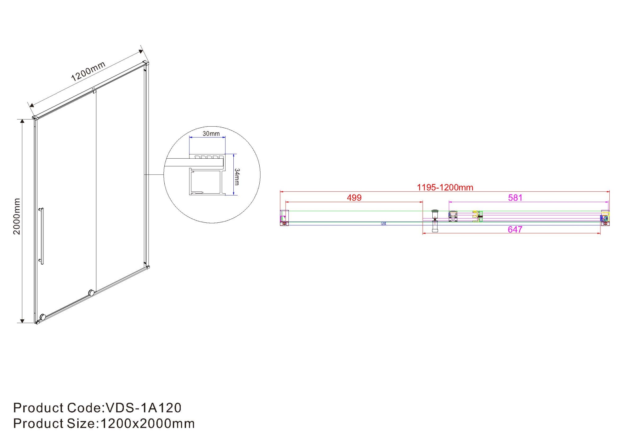 Душевая дверь Vincea Arno VPS-1A 120x200 CL