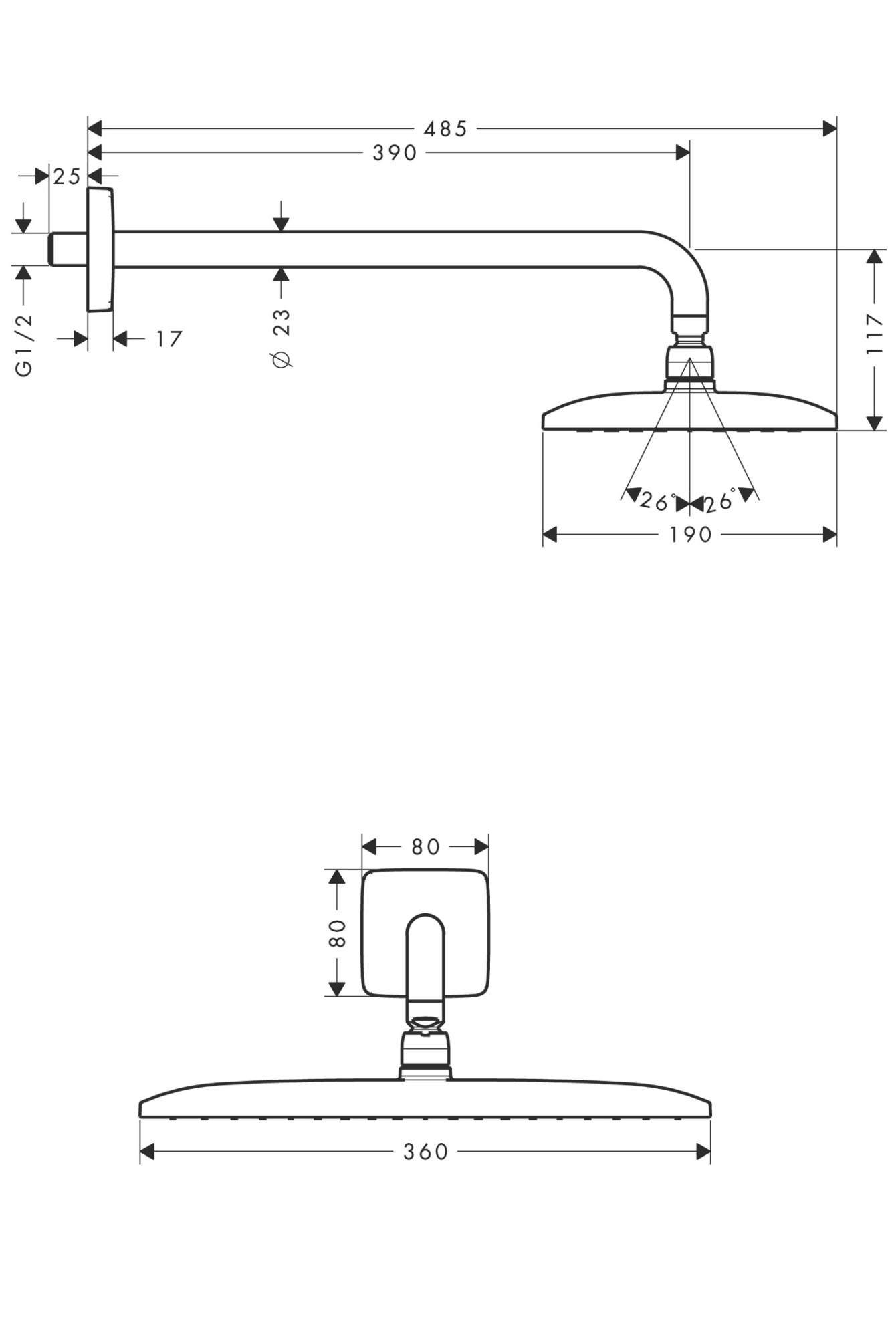 Верхний душ Hansgrohe Raindance E Air 27376000