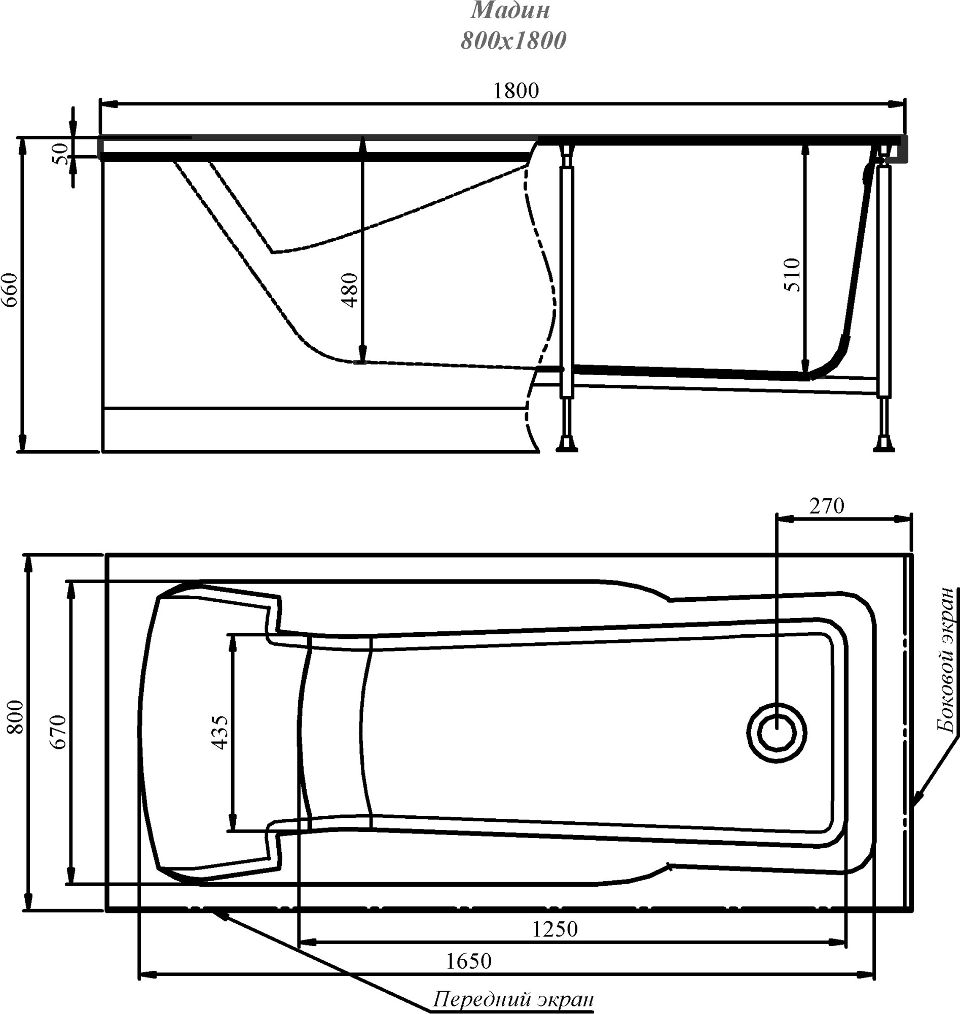 Акриловая ванна Timo Hella 180x80