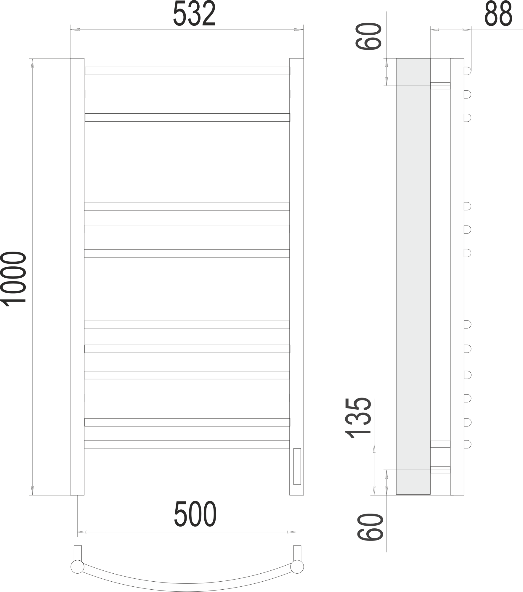 Полотенцесушитель электрический Terminus Lux Классик П12 50x100