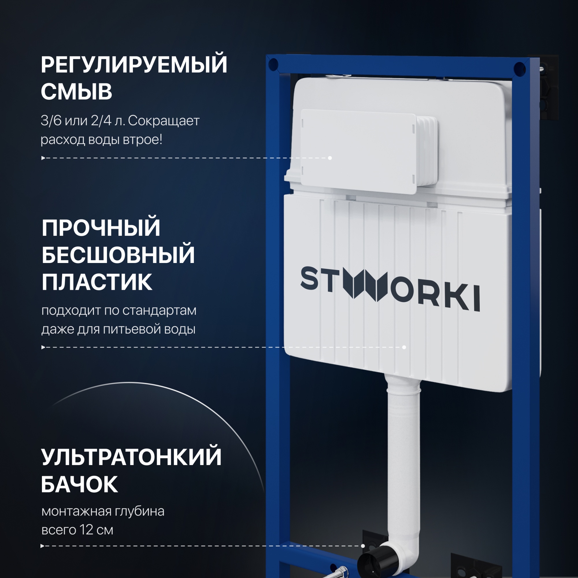 Комплект Унитаз подвесной STWORKI Хедмарк 3510 безободковый + Крышка Smart 0302 с микролифтом + Инст
