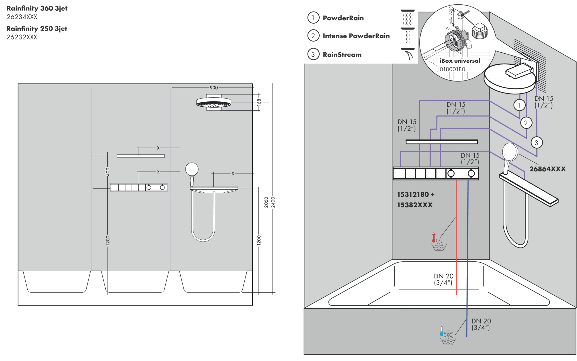 Верхний душ Hansgrohe Rainfinity 26232000