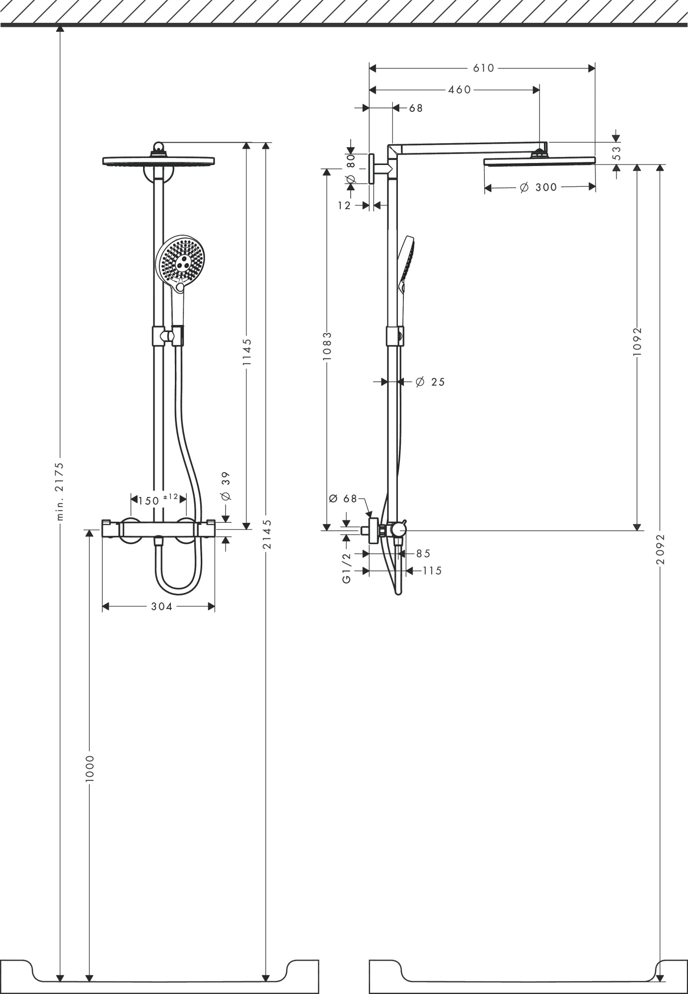 Душевая стойка Hansgrohe Rainmaker Select E 27114000 с термостатом