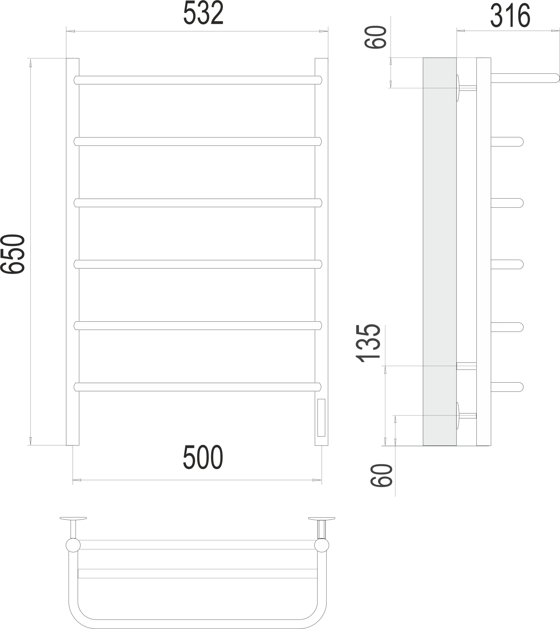 Полотенцесушитель электрический Terminus Standart Полка П6 50x65