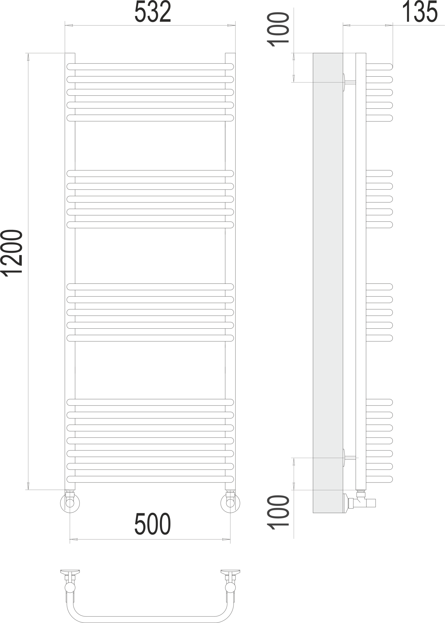 Полотенцесушитель водяной Terminus Standart Стандарт П22 50x120