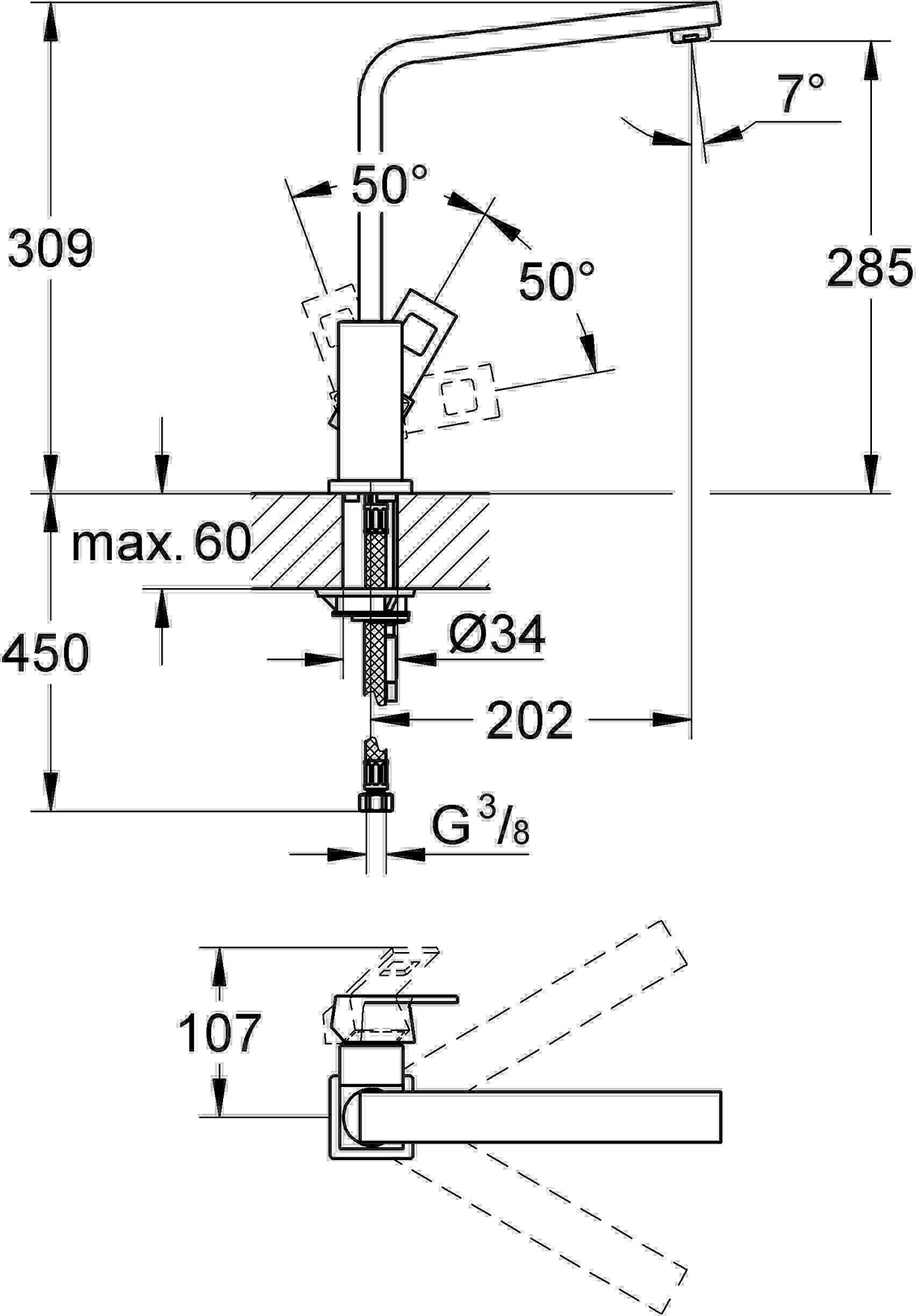 Смеситель Grohe Eurocube 31255000 для кухни