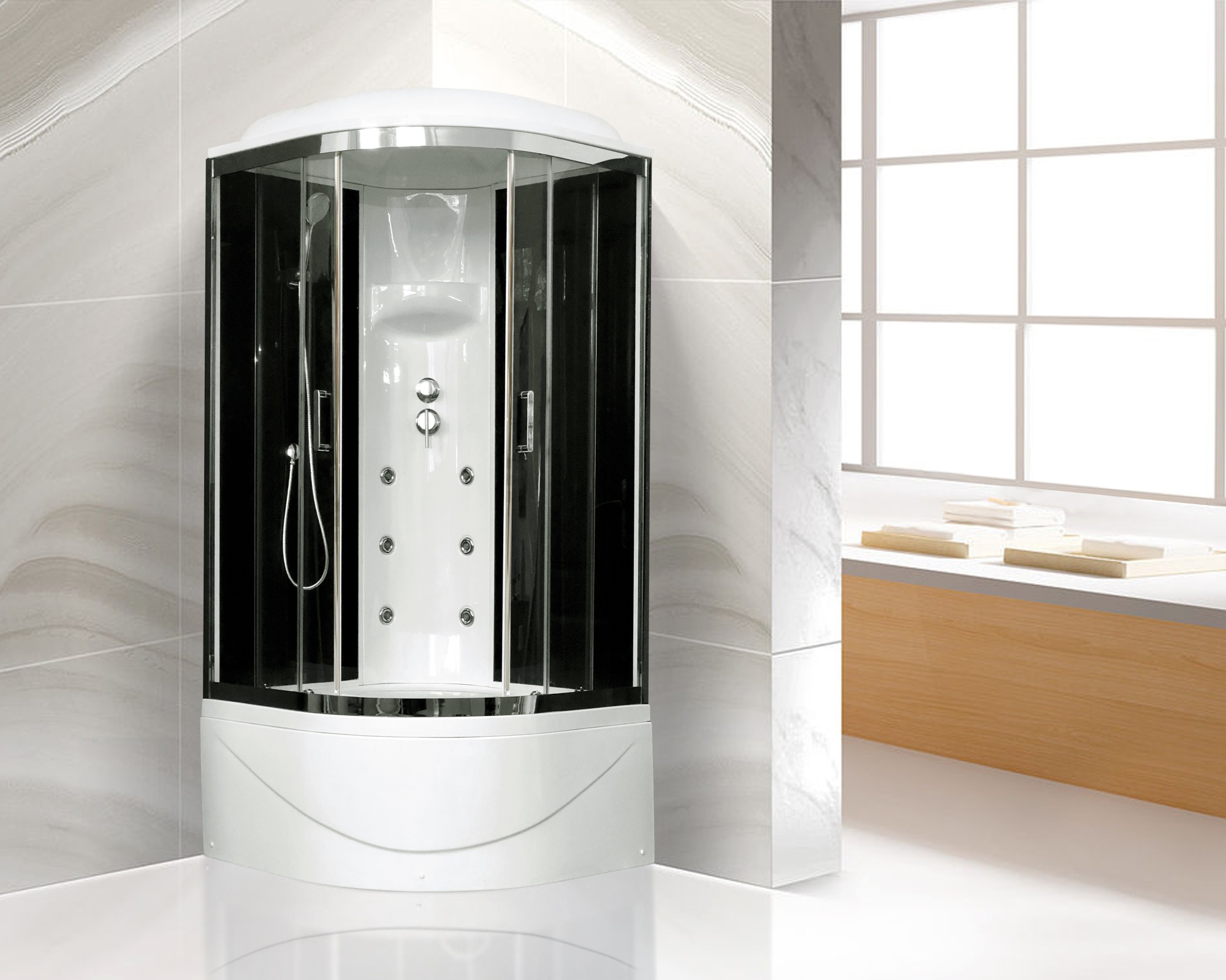 Душевая кабина Royal Bath RB100BK3-BT-CH 100x100