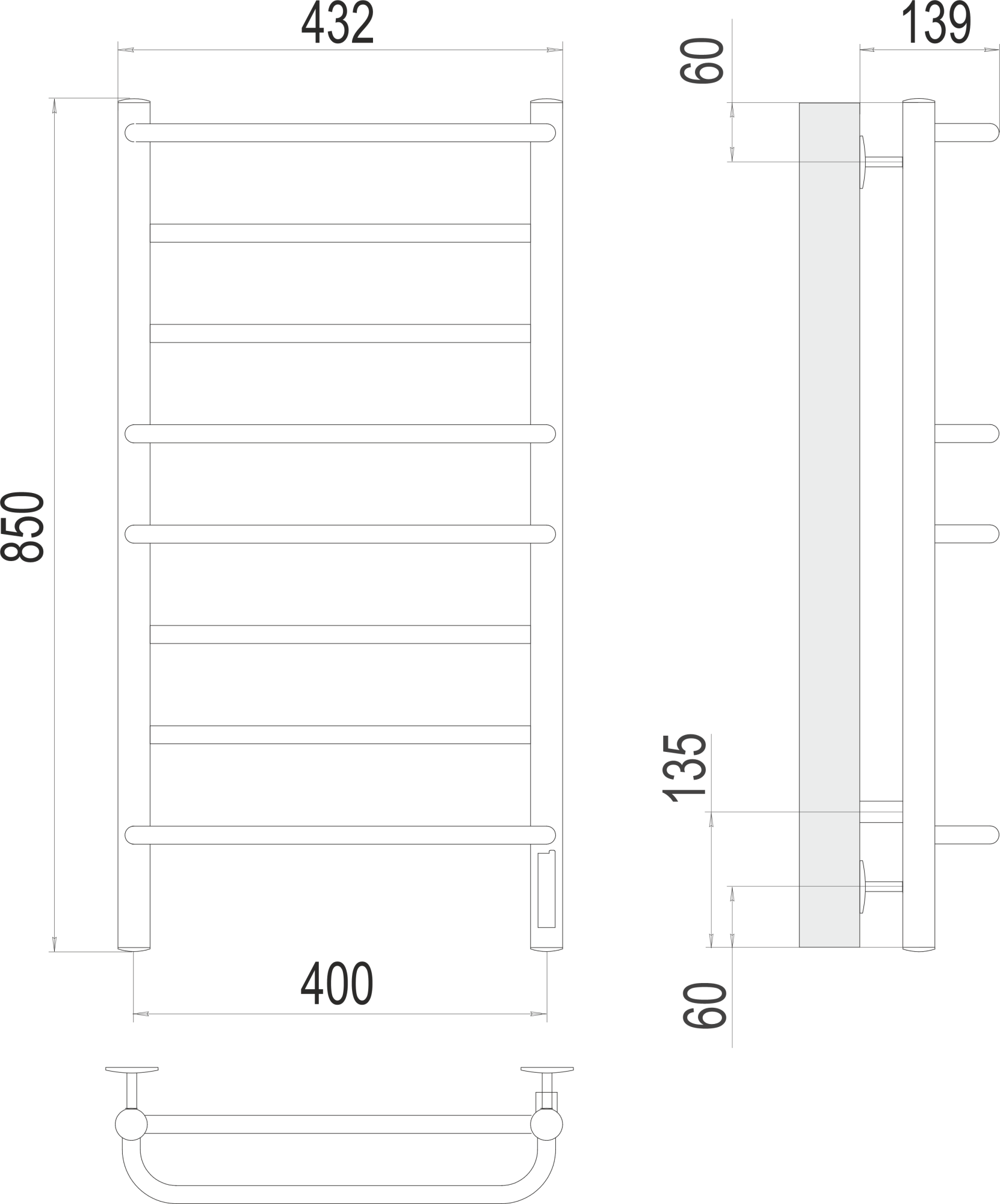 Полотенцесушитель электрический Terminus Standart Евромикс П8 40x85