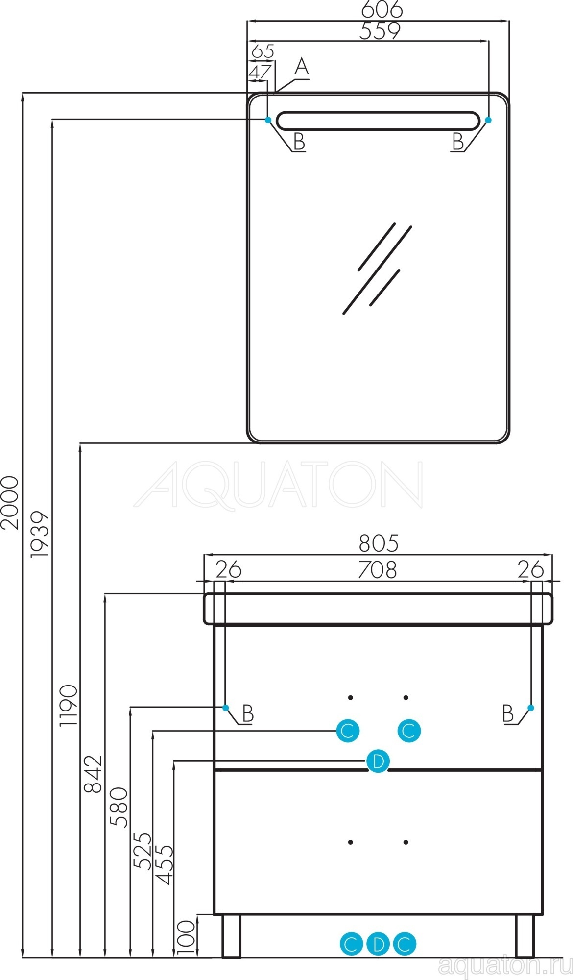 Тумба с раковиной Aquaton Америна 80 Н 1A1694K1AM010