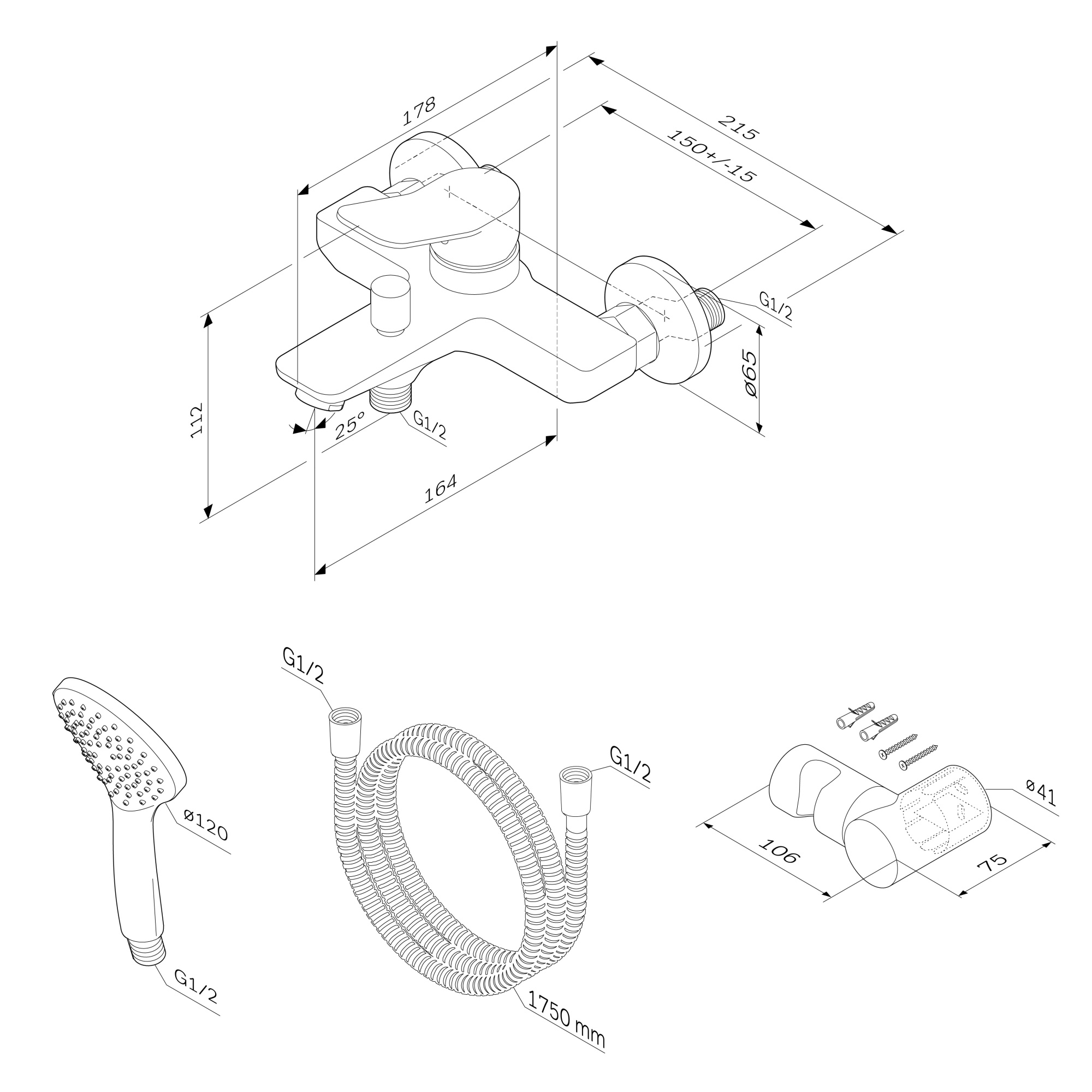 Смеситель Am.Pm X-Joy F85A15000 для ванны