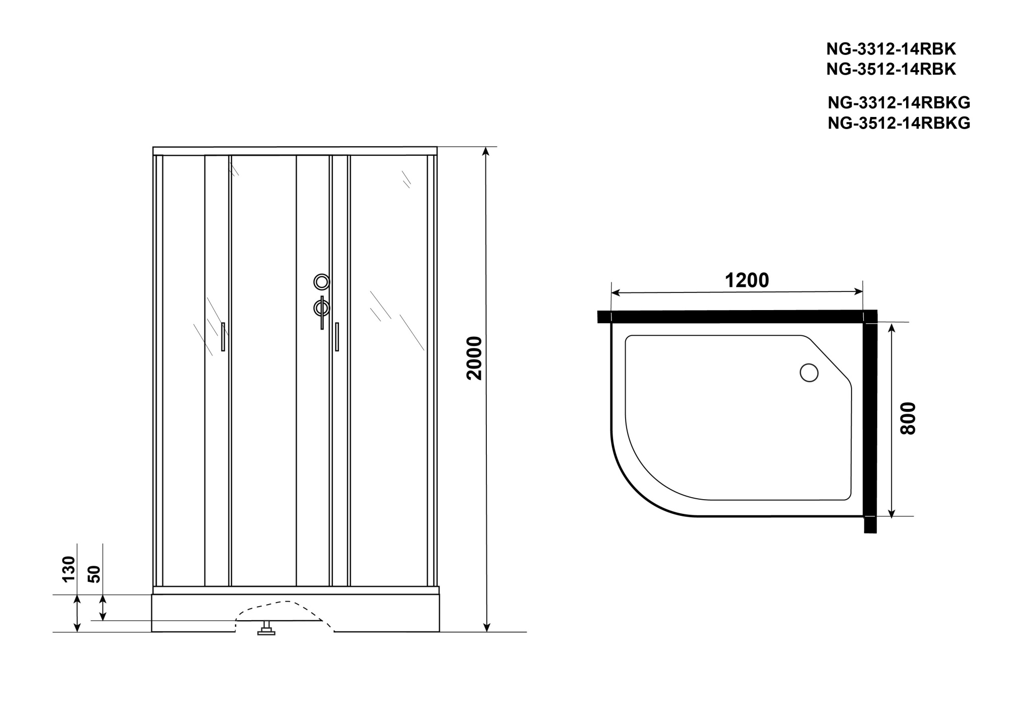 Душевая кабина Niagara Classic NG-3312-14RBK 120x80