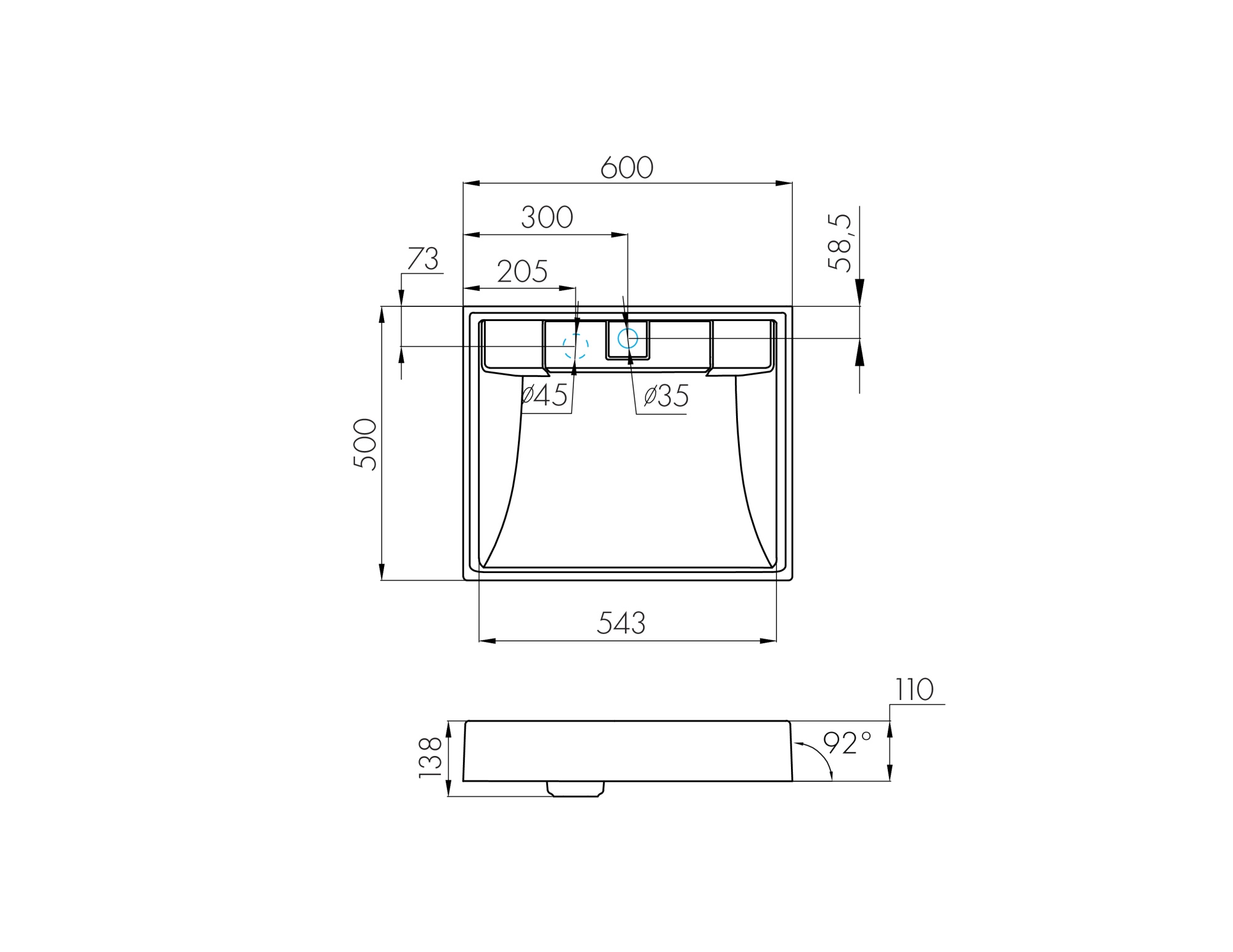 Раковина AQUATON Рейн 60 графит 1A72103KRW210