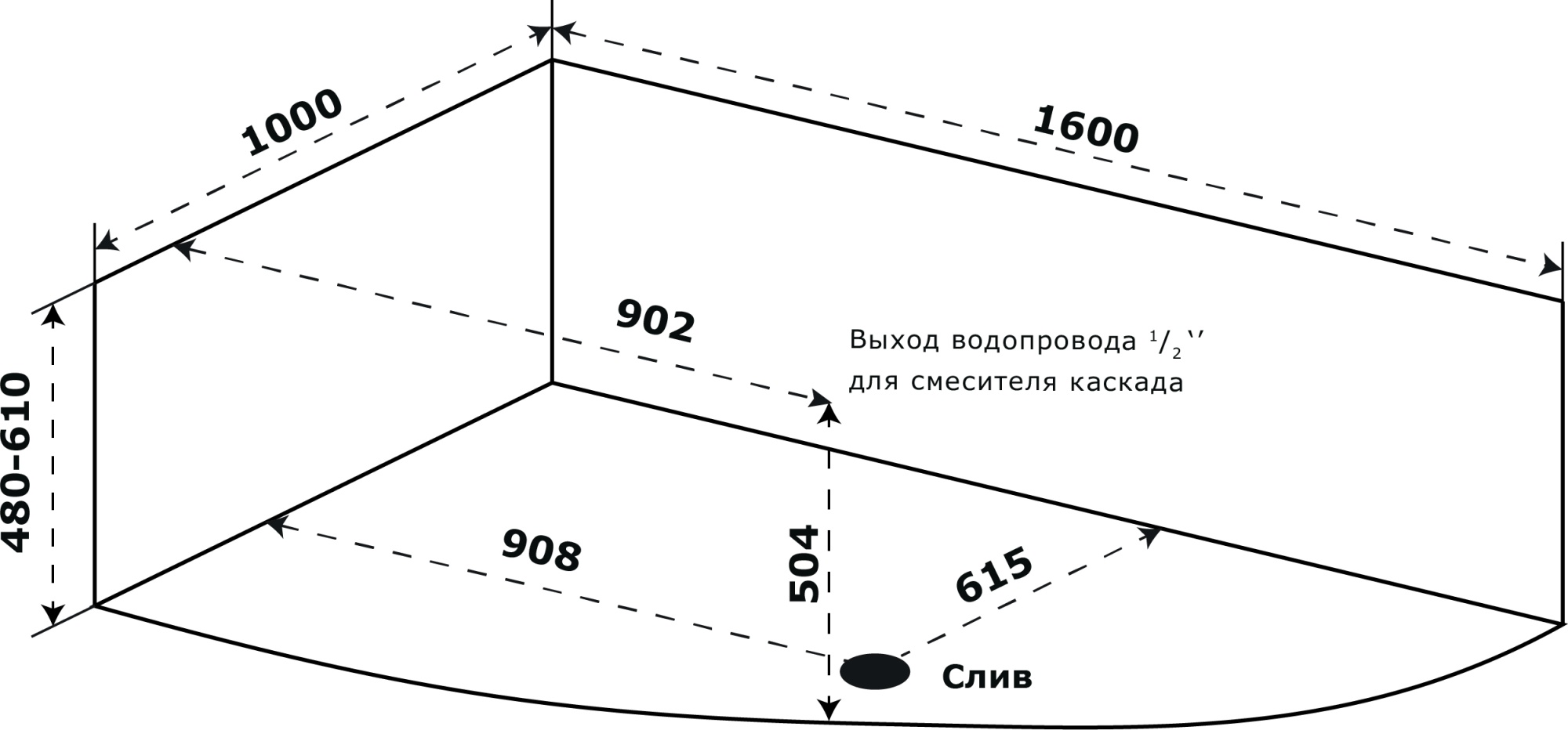 Акриловая ванна Azario Микона 160x100 R