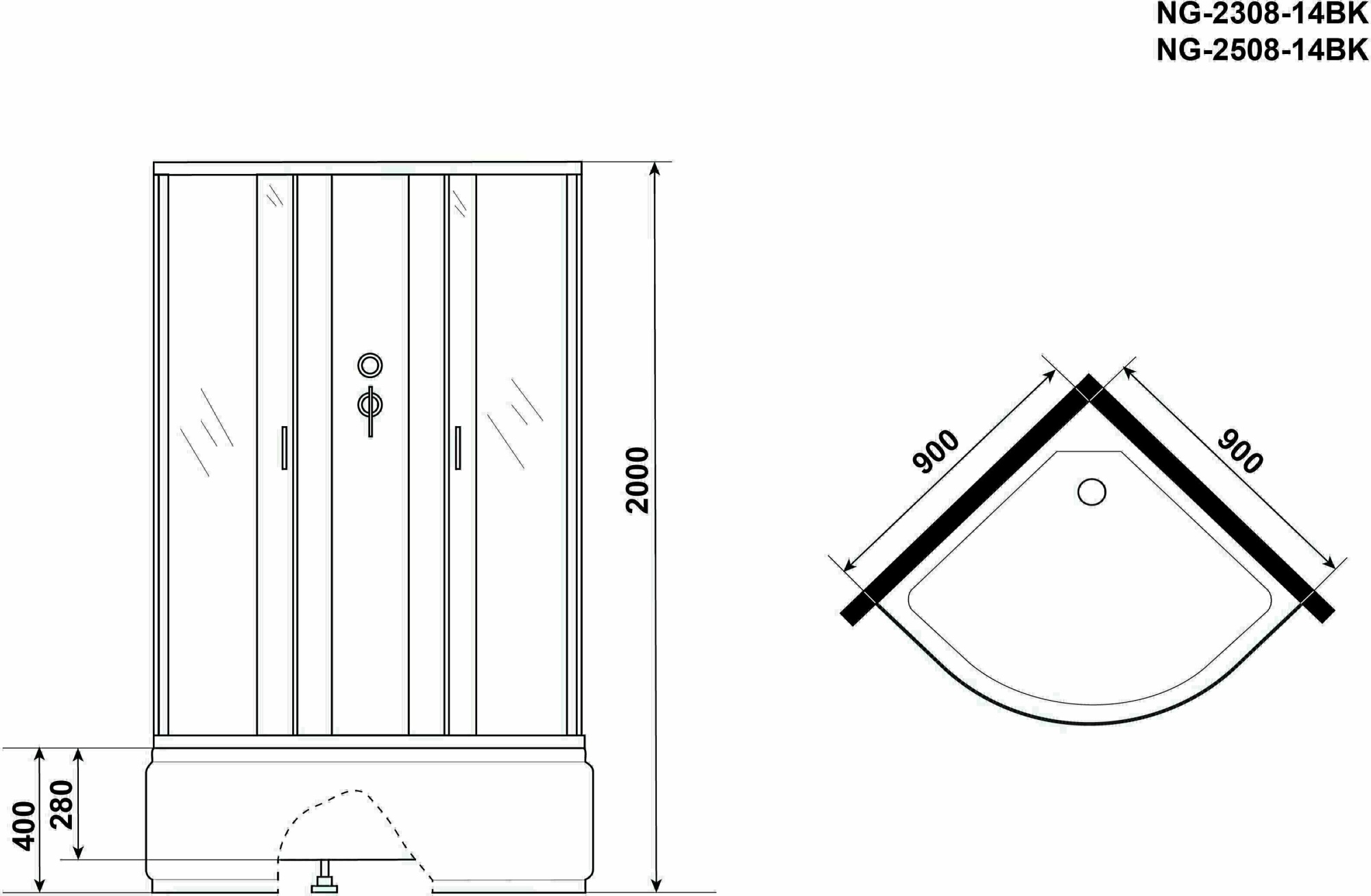 Душевая кабина Niagara Classic NG-2508-14BK 90x90