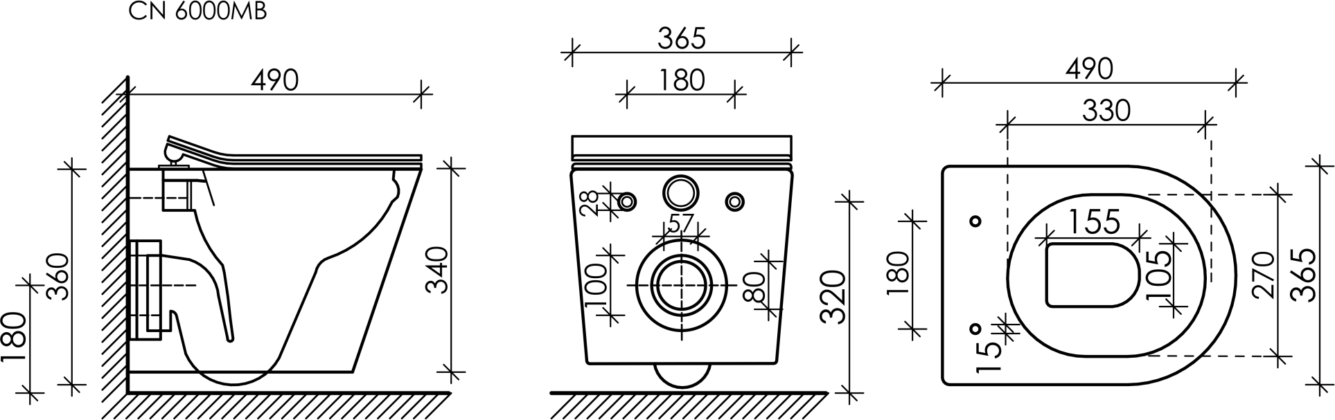 Унитаз подвесной Ceramicanova Balearica Rimless CN6000MB