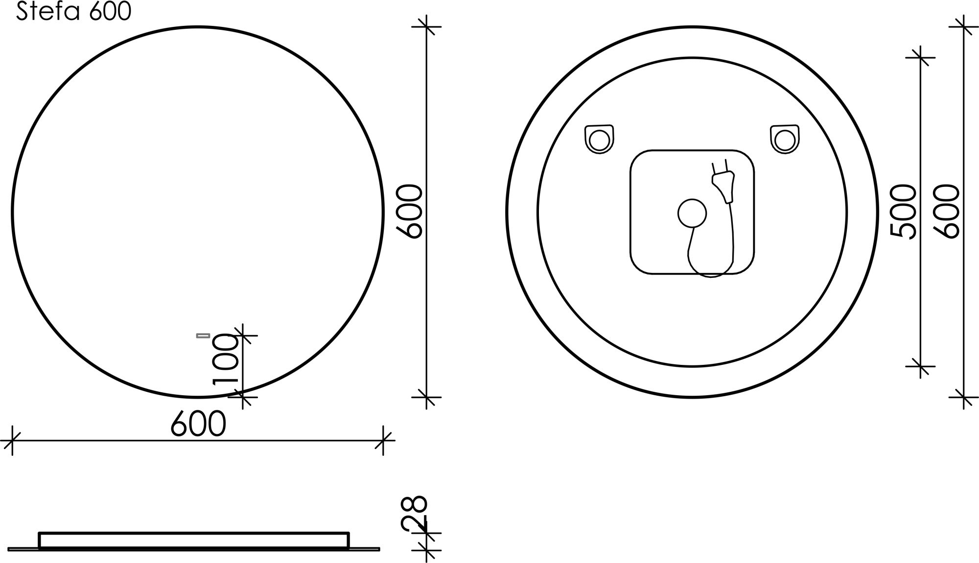 Зеркало Sancos Sfera D600 SF600