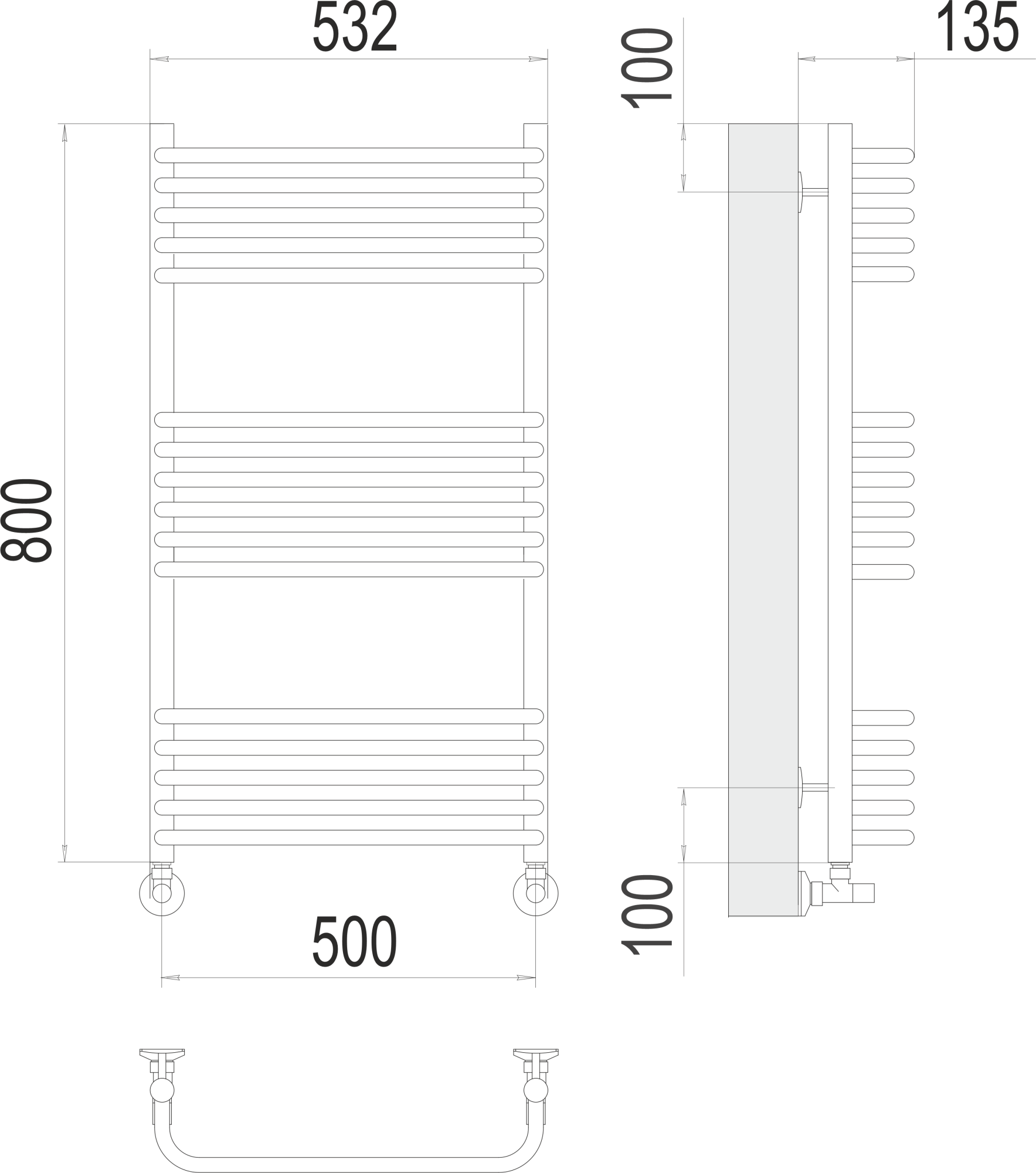 Полотенцесушитель водяной Terminus Standart Стандарт П16 50x80
