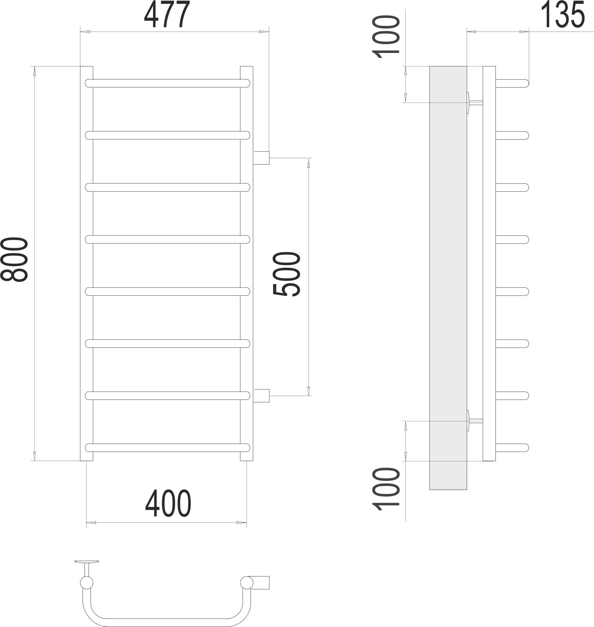 Полотенцесушитель водяной Terminus Eco Стандарт П8 40x80 б/п50