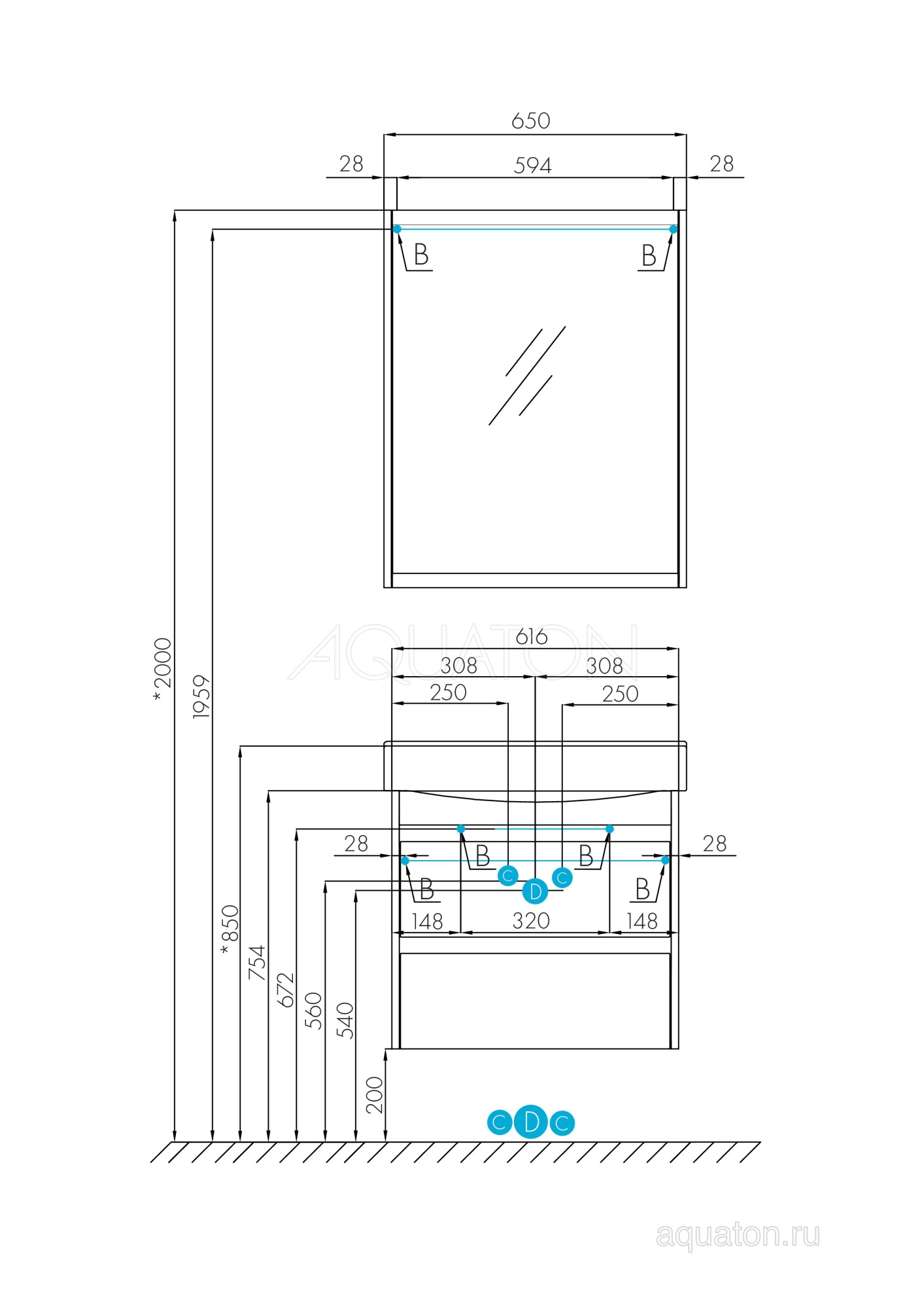 Тумба с раковиной Aquaton Нортон 65 1A2488K0NT010