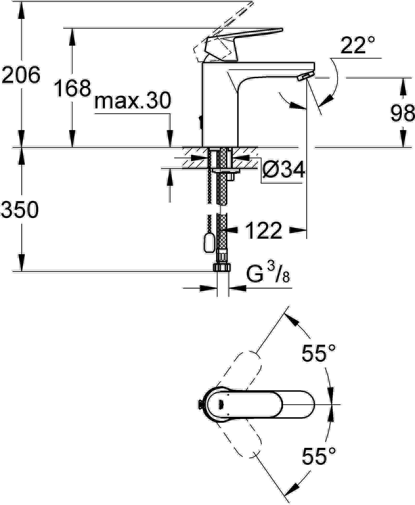 Смеситель Grohe Eurosmart Cosmopolitan 23326000 для раковины