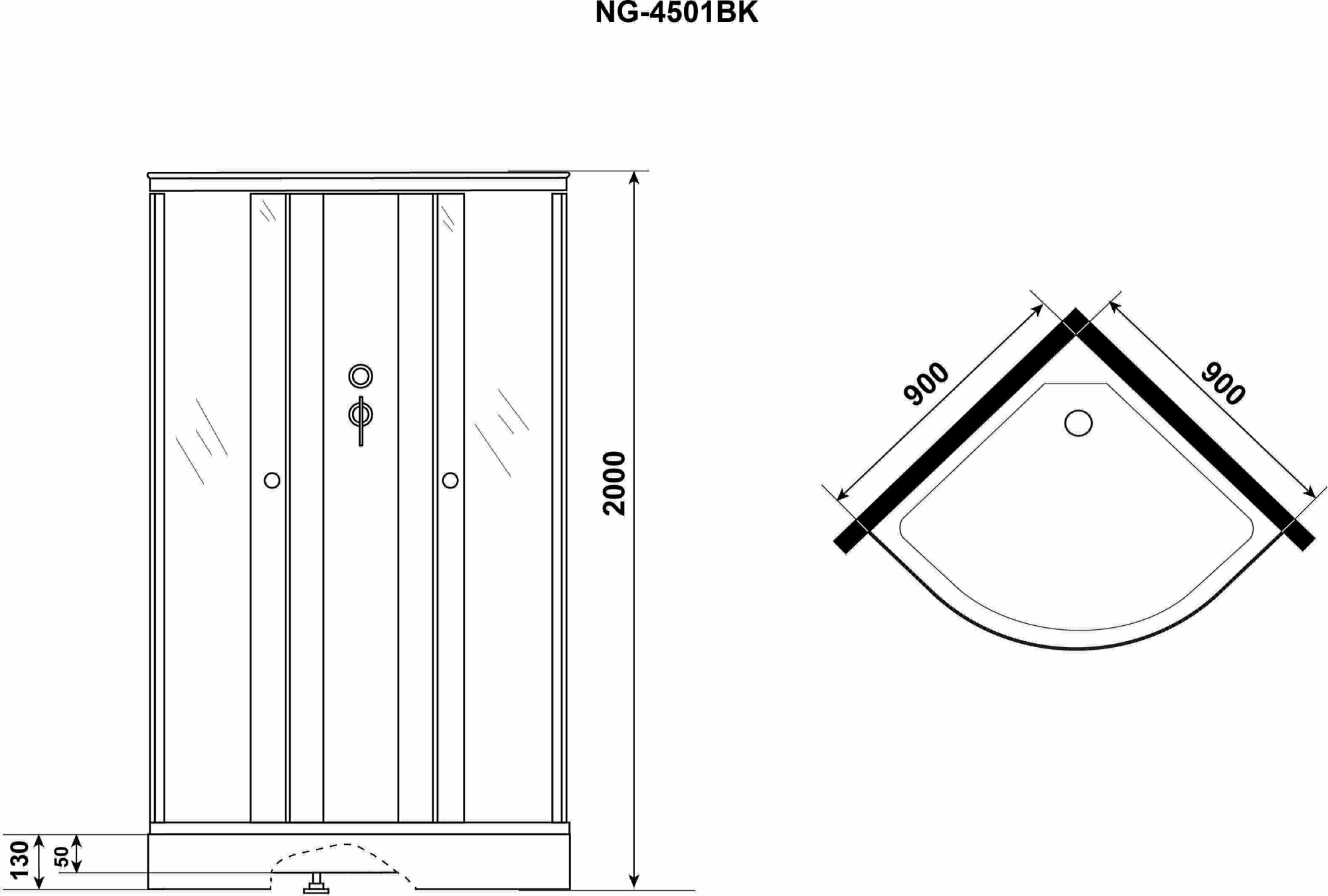 Душевая кабина Niagara Eco E90/13/TN/BK 90x90