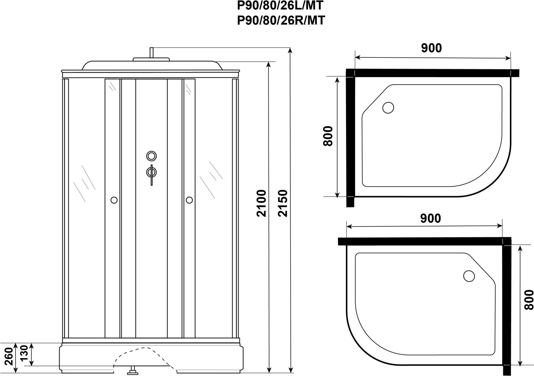 Душевая кабина Niagara Promo P90/80/26L/MT 90x80