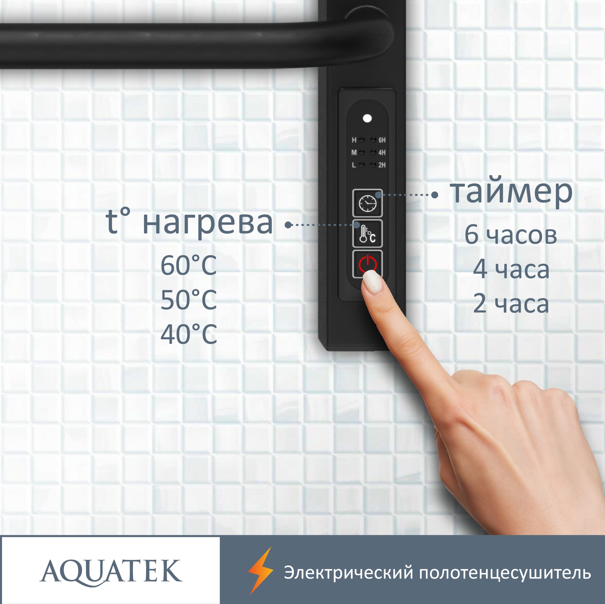 Полотенцесушитель электрический Aquatek Бетта П7 50x70 AQ EL KRC0770BL