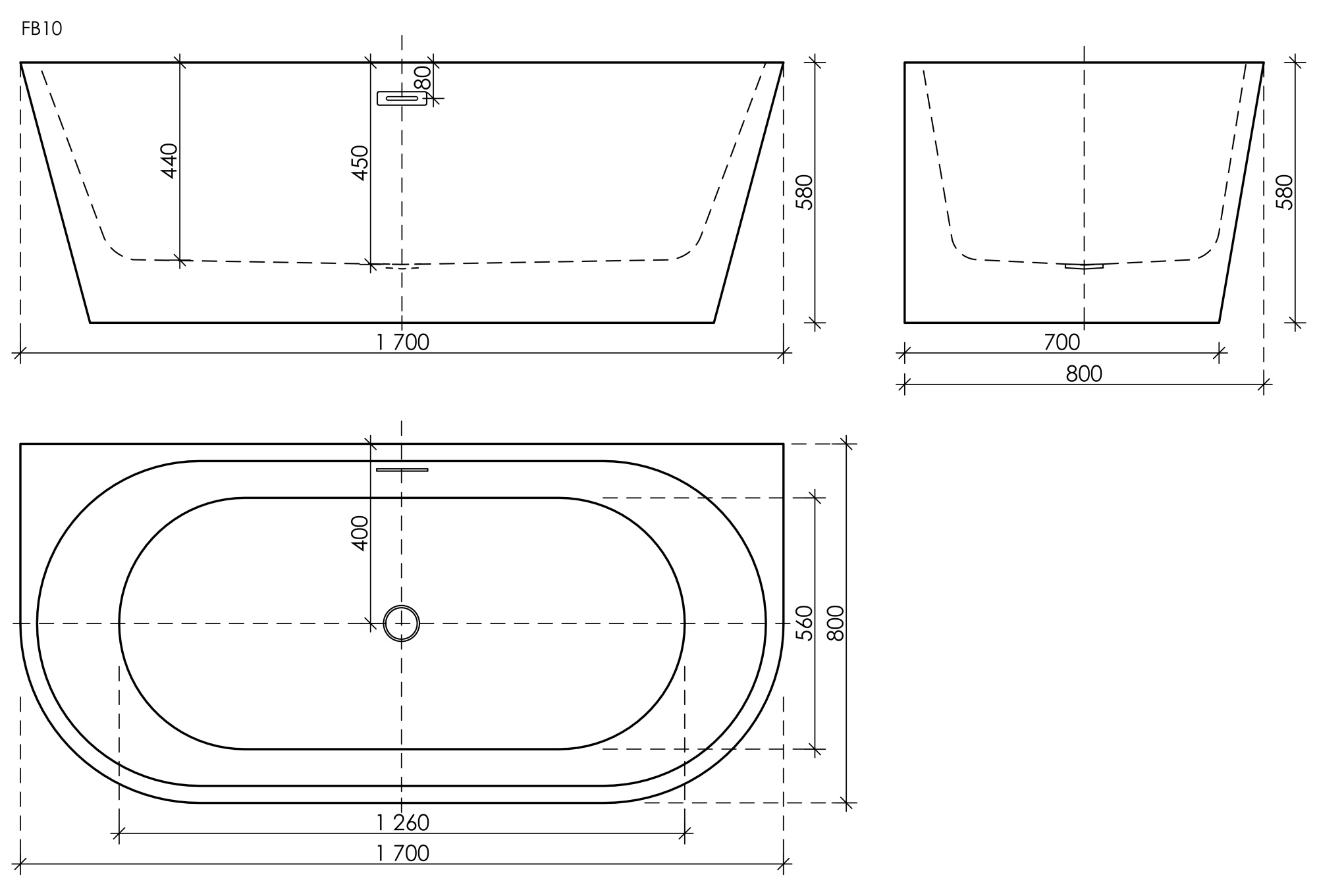 Акриловая ванна Sancos First 170x80