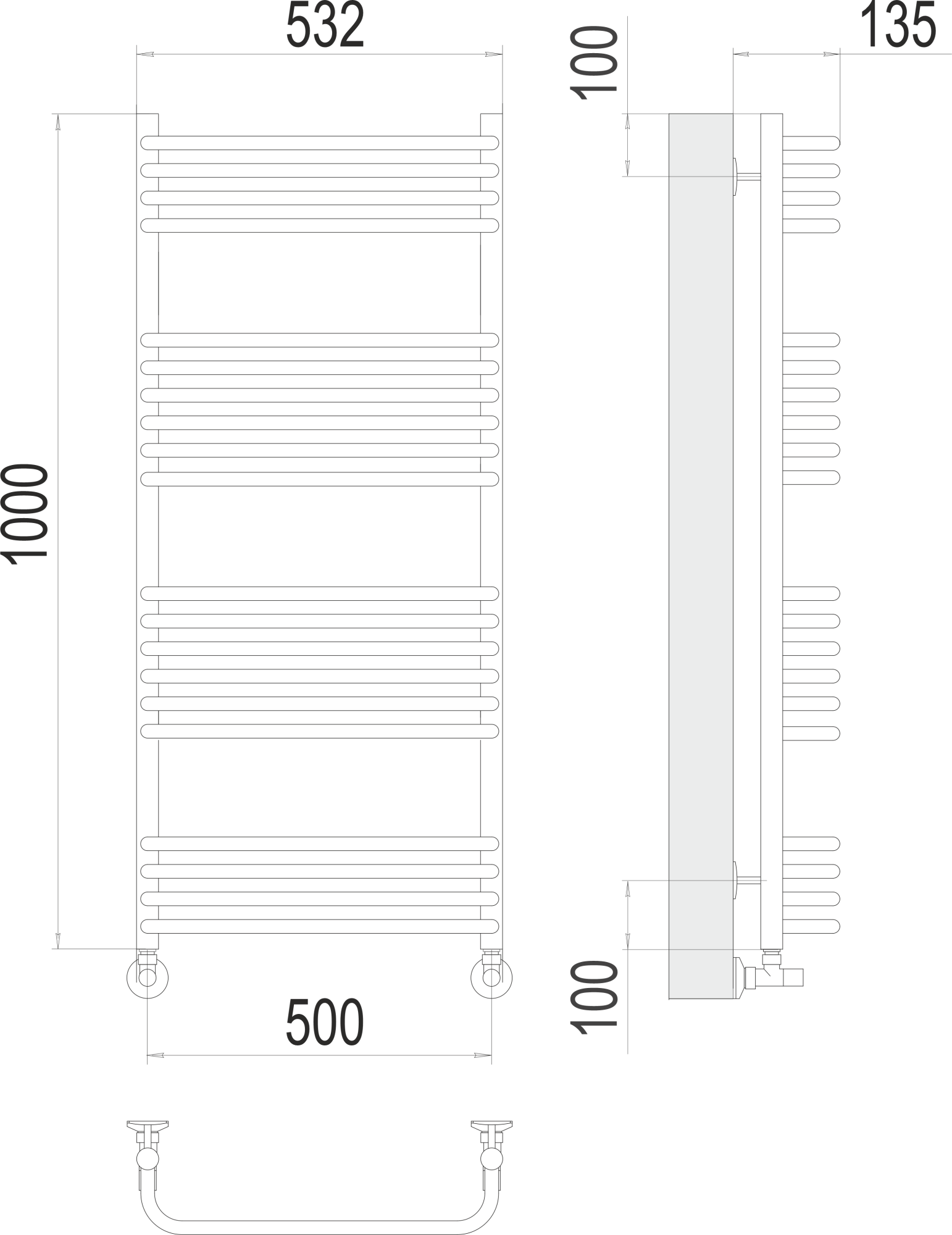 Полотенцесушитель водяной Terminus Standart Стандарт П20 50x100