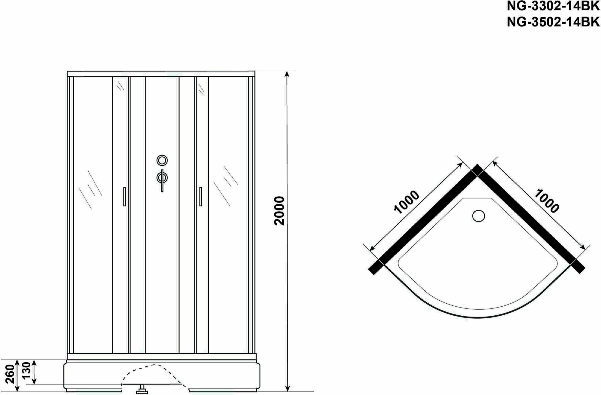 Душевая кабина Niagara Classic NG-3302-14BK 100x100