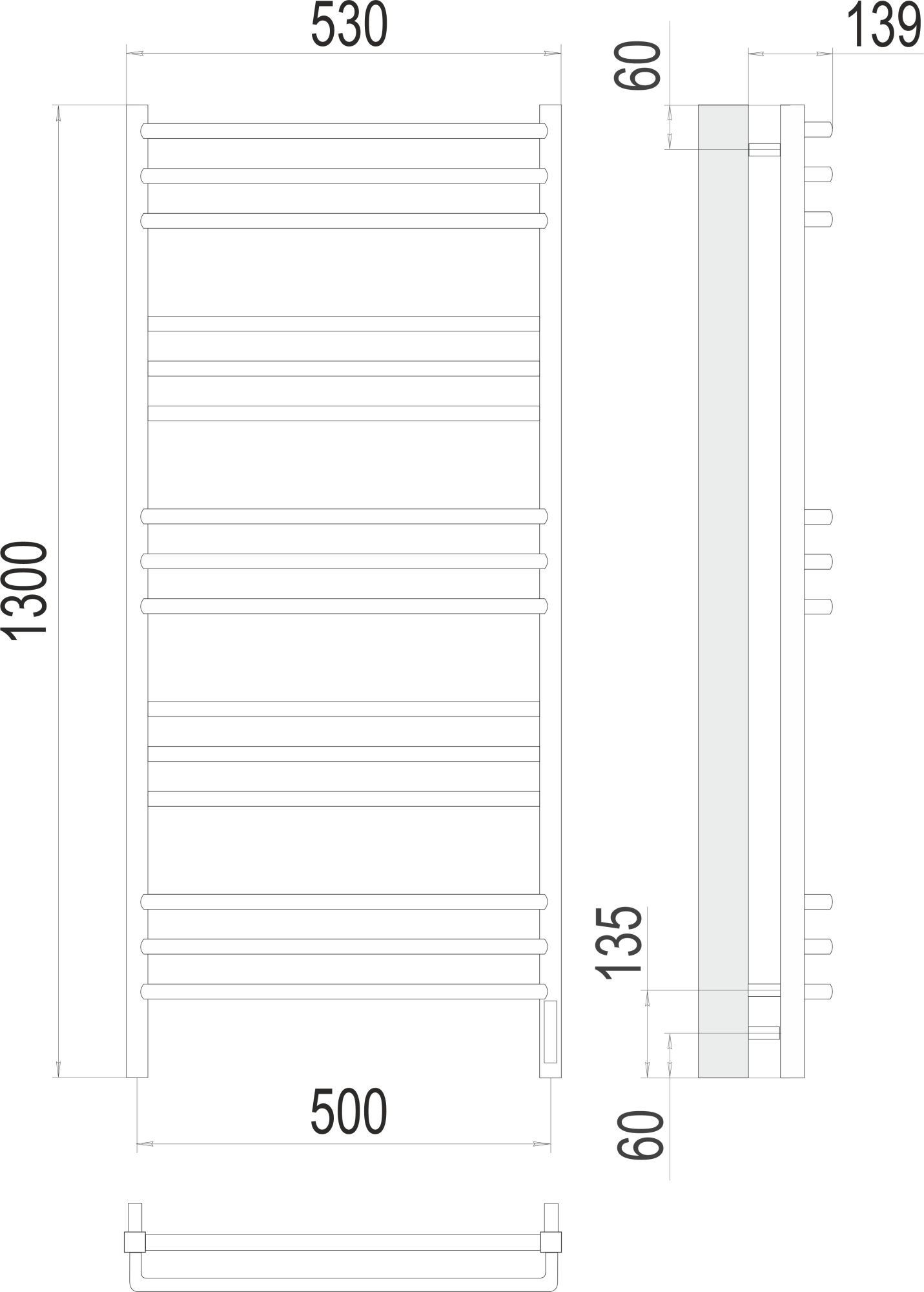 Полотенцесушитель электрический Terminus Lux Соренто П15 50x130